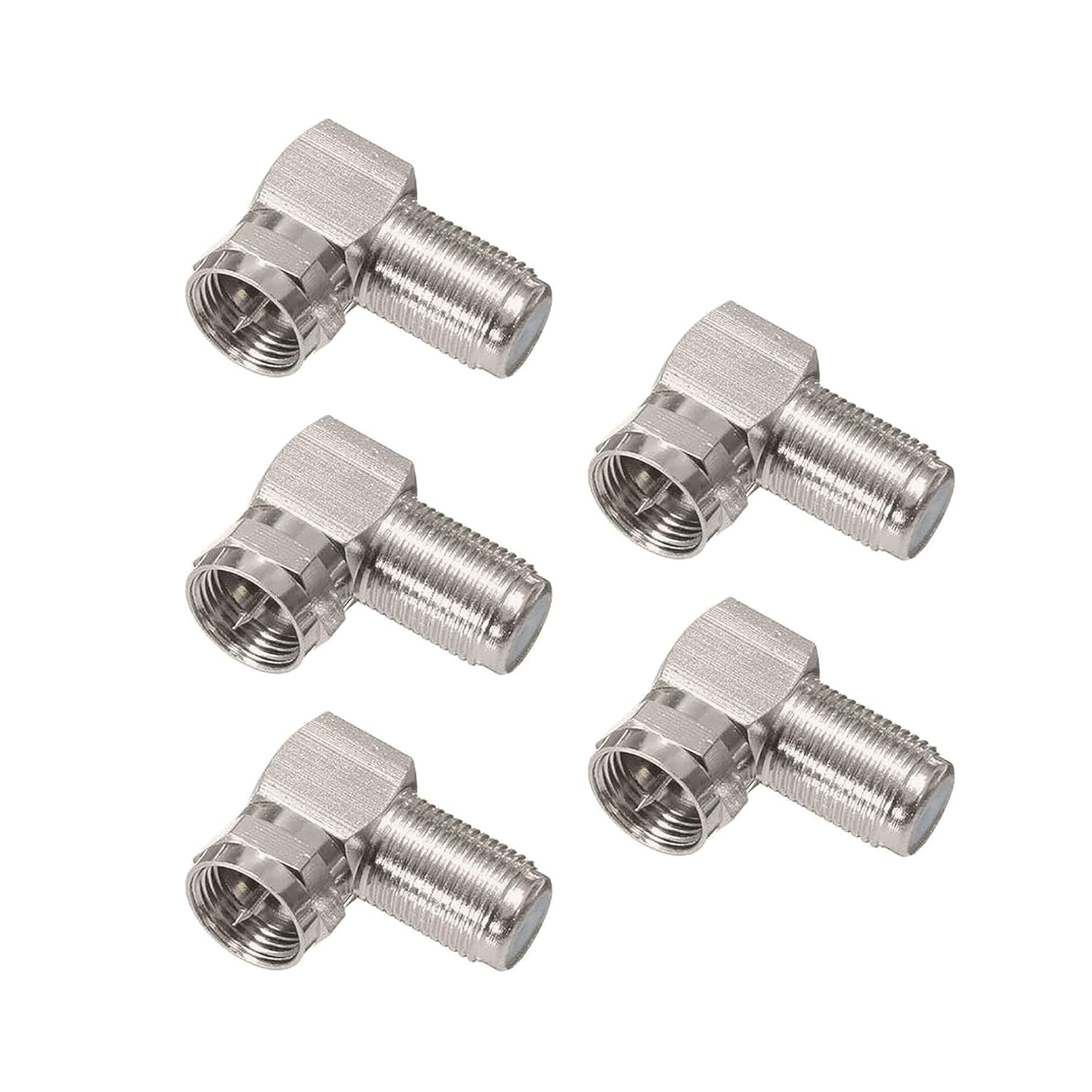 BINGFU F Type Male to Female Right Angle RG6 Coaxial Cable Connector Adapter (5-Pack) for Television TV Antenna CATV Digital Vedio Audio Coax Extension Cable