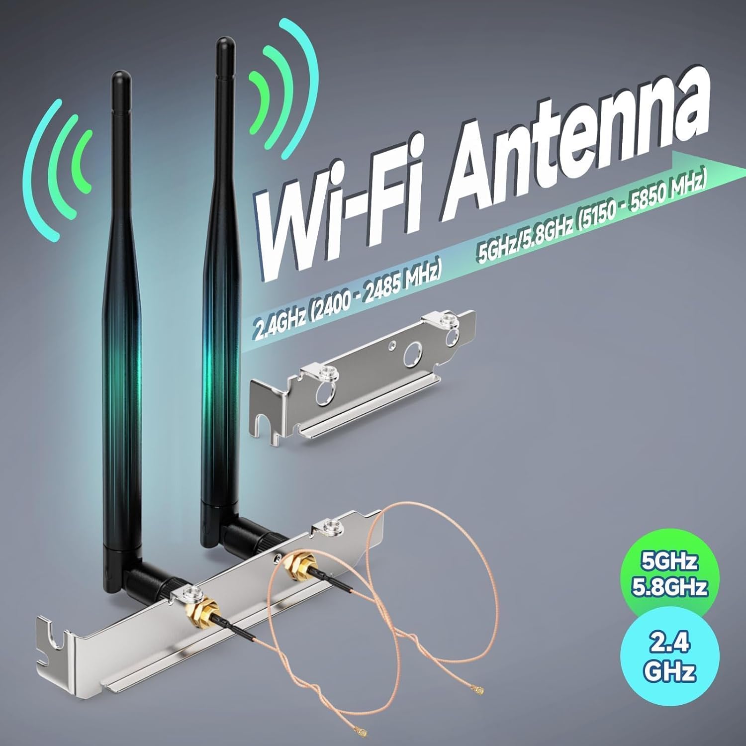 Bingfu Dual Band WiFi 2.4GHz 5.8GHz 6dBi RP-SMA Antenna + 7.87 inch Pigtail Cable + PCI Slot Cover for WiFi Router Wireless Mini PCI Express PCIE Network Card