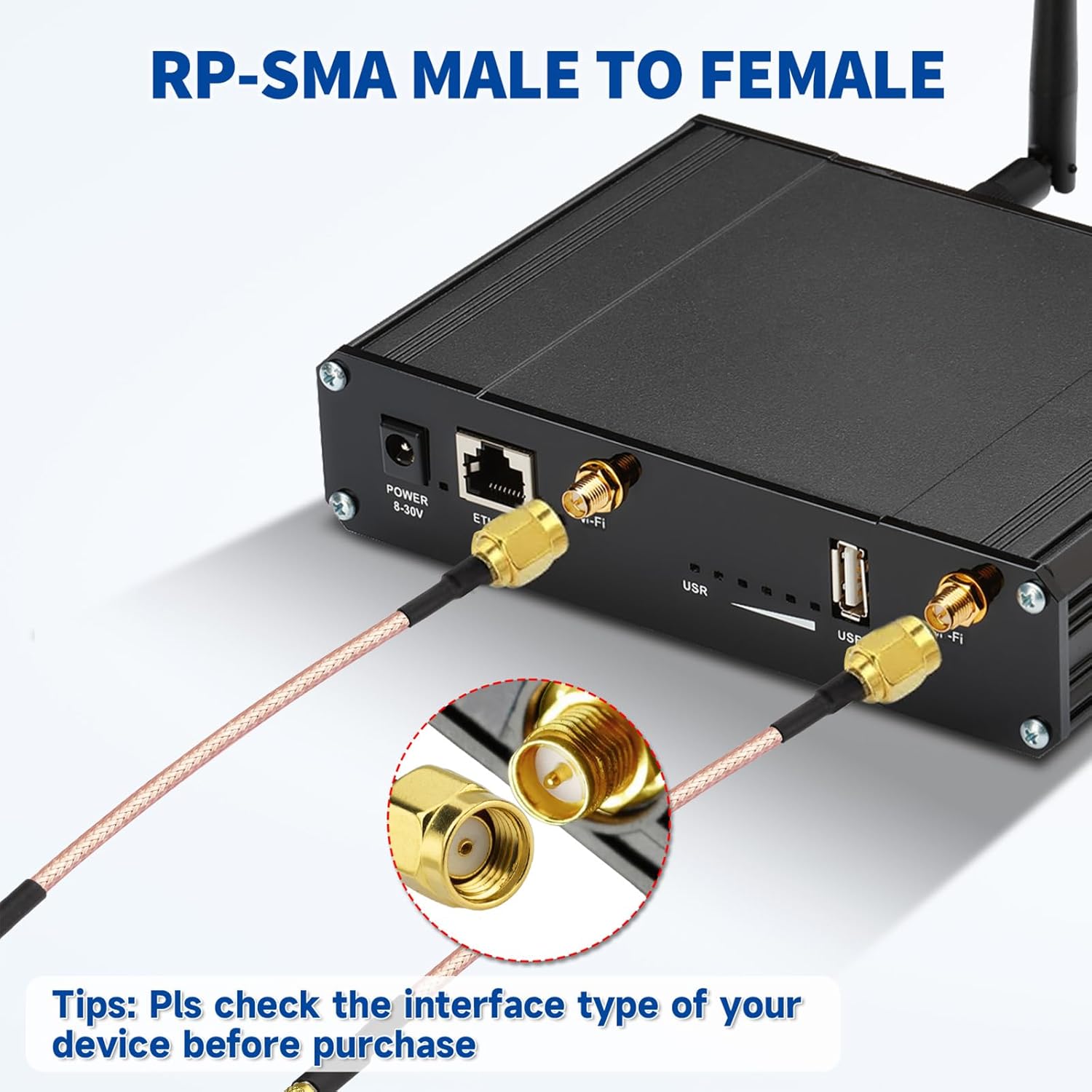 Bingfu RP-SMA-Stecker auf RP-SMA-Buchse Kabel 30cm RG316 WiFi-Antennenverlängerungs Koaxialkabel (2 Stück) für Drahtlose Mini PCI Express PCIE Netzwerkkarten WiFi Adapter WiFi Router Gateway