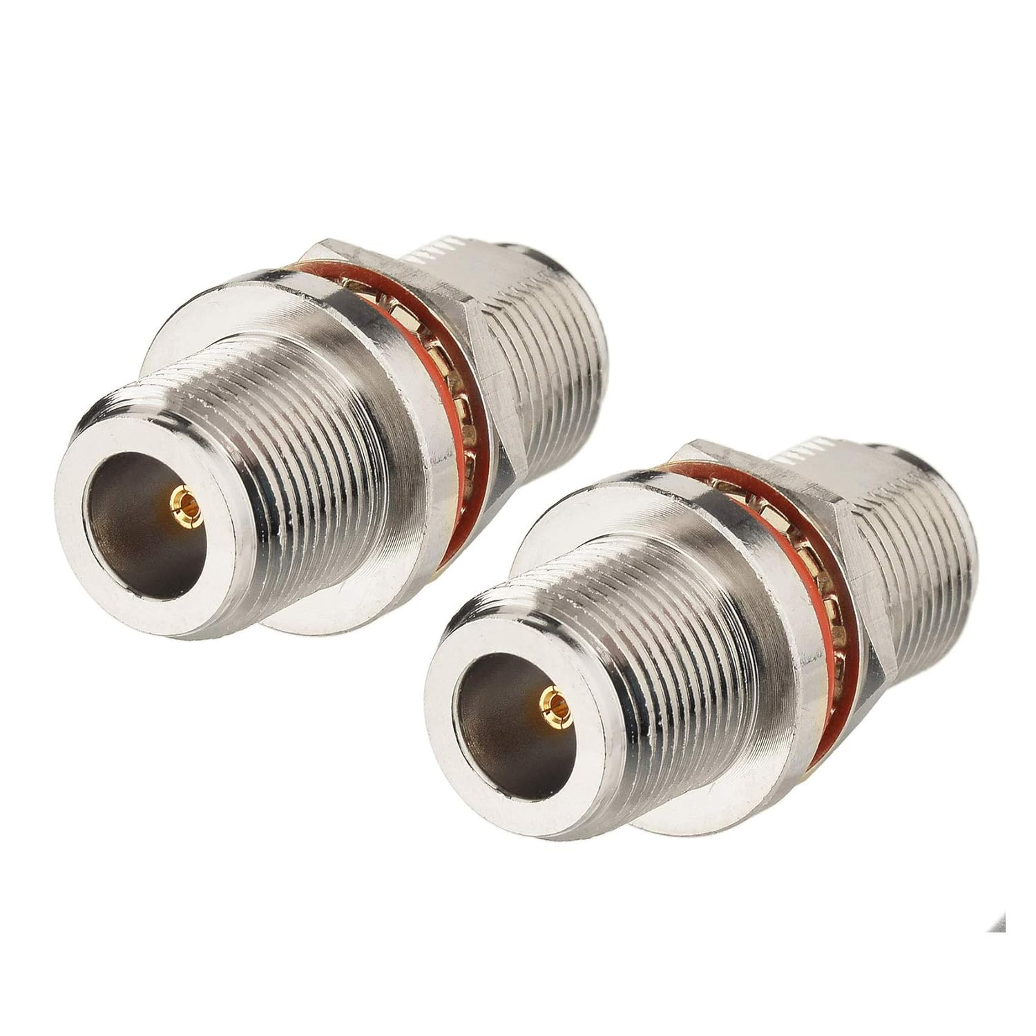 BINGFU N Buchse zu N Buchse Schottmontage 50 Ohm Kupfer Koaxialstecker Adapter (2 Stück) Kompatibel mit 4G LTE Mobilfunk Router Gateway Amateurfunk Amateurfunk