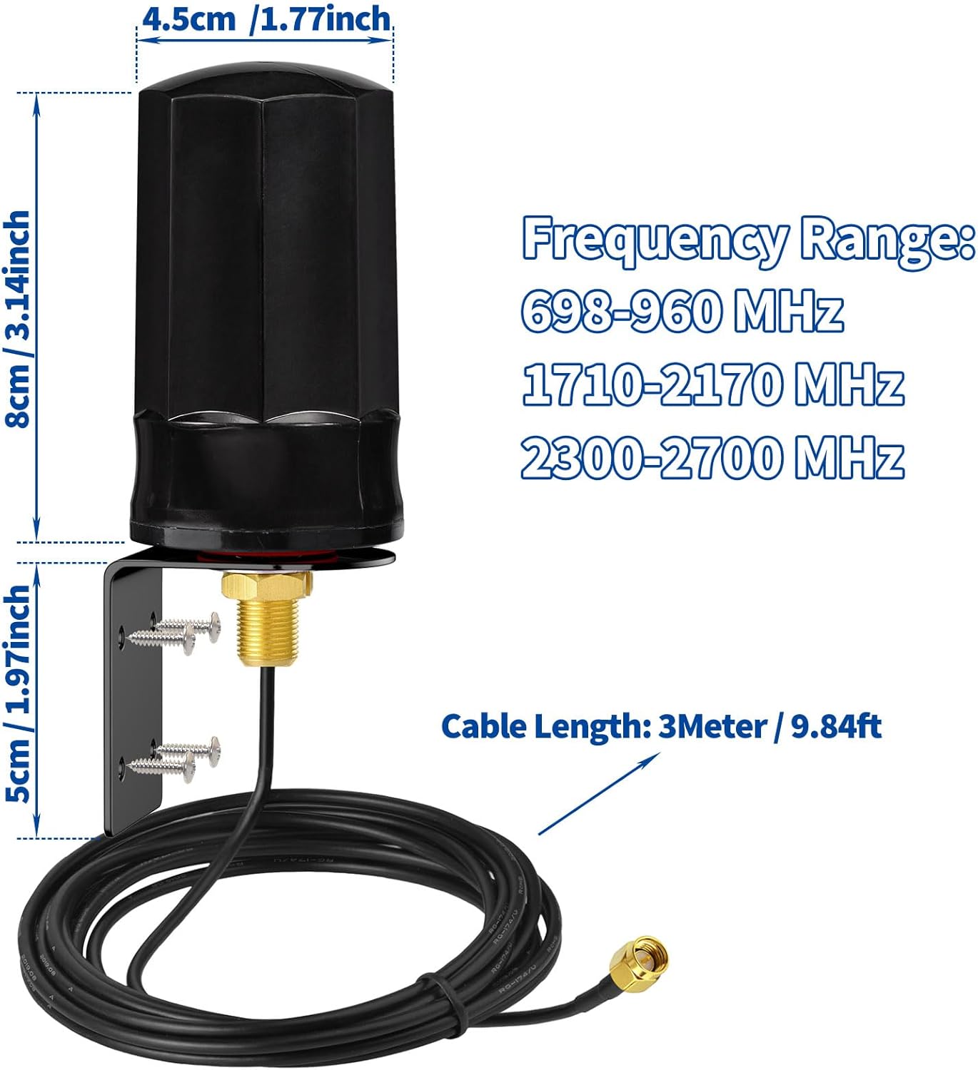 Bingfu 4G LTE Antenne 7 dBi Outdoor SMA-Stecker Antenne Wandmontage, wasserdichte Antenne Kompatibel mit Vodafone E-PlusT-Mobil O2 Vodafone 4G LTE Router Gateway Modem Wildkamera