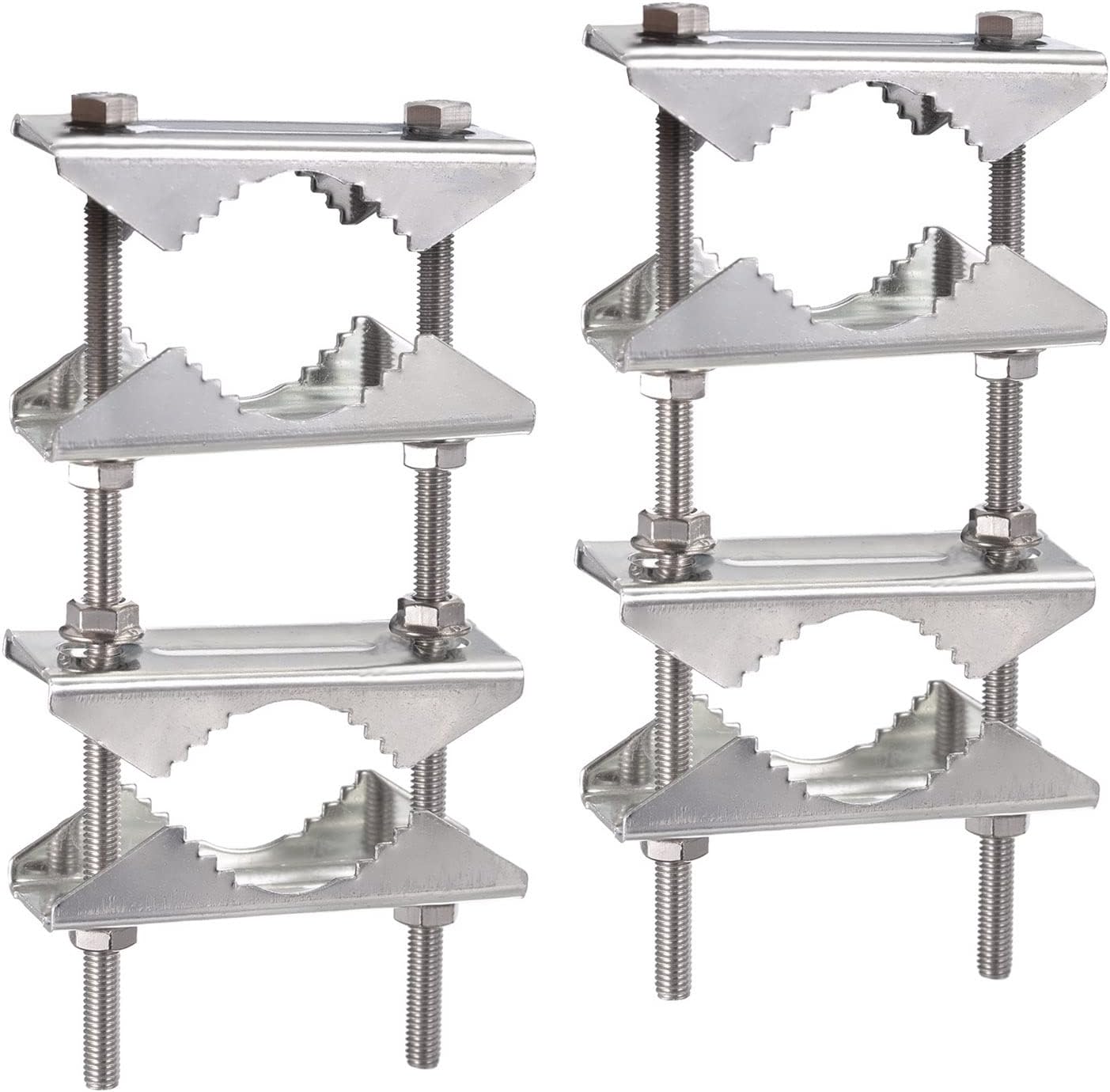 Bingfu Doppel Antennen-Mastklemme, Rostfrei, Strapazierfähig, Mast-zu-Pol-Montagesatz, Halterung Halter für 25–50 mm Durchmesser Outdoor LoRa WLAN 4G LTE Amateurfunk TV CB-Antennenmast