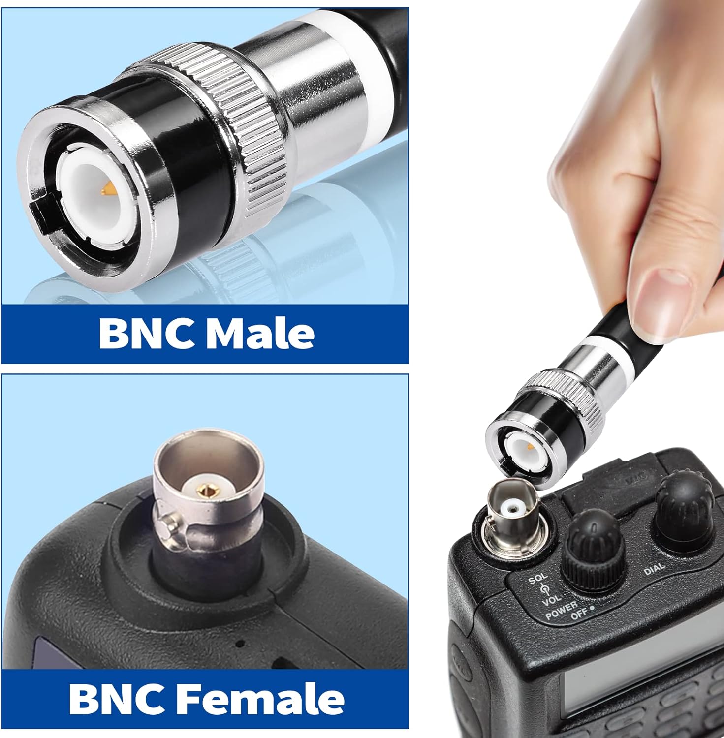 Bingfu CB-Antenne 27-MHz CB-Radioantenne BNC-Stecker Soft Whip CB-Antenne Kompatibel mit Cobra Midland Uniden Maxon Radio Shack Tragbarer Hand-CB-Radio Mobilfunk Polizeiradioscanner