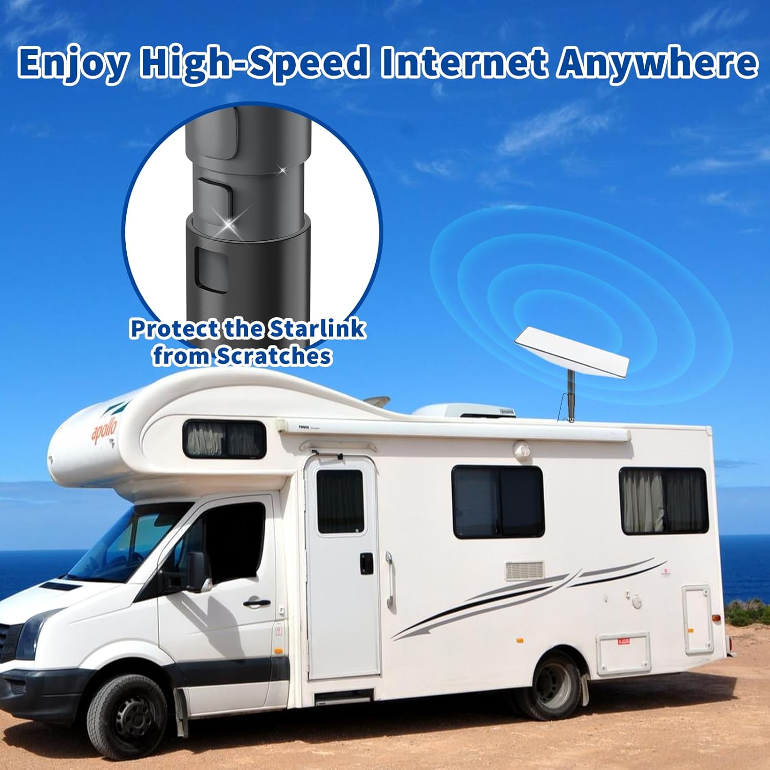 Antennen-Montagesatz für Starlink Satellitenschüssel Dishy V2 Standard Actuated Antenne - Solider Rohradapter & Edelstahl-Antennenbasis-Kit - für Marine-, Boots- und Automobilanwendungen