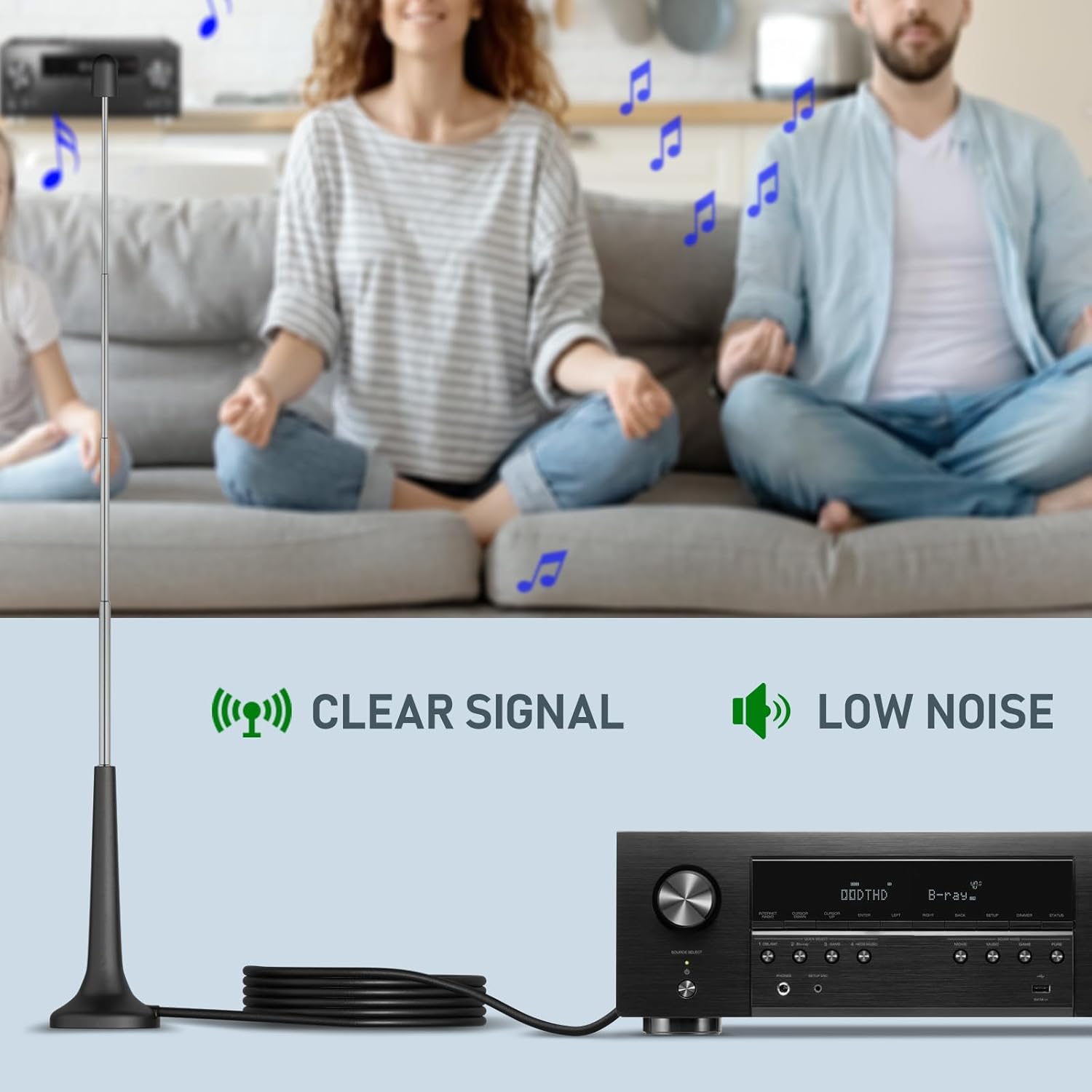 Bingfu FM UKW Radio Antenne DAB Teleskopantenne Stabantenne mit Magnetfuß und 3m Verlängerungskabel für Tragbaren Radio-Tuner Stereo-Empfänger AV-Empfänger Stereo-Verstärker HiFi-Receiver