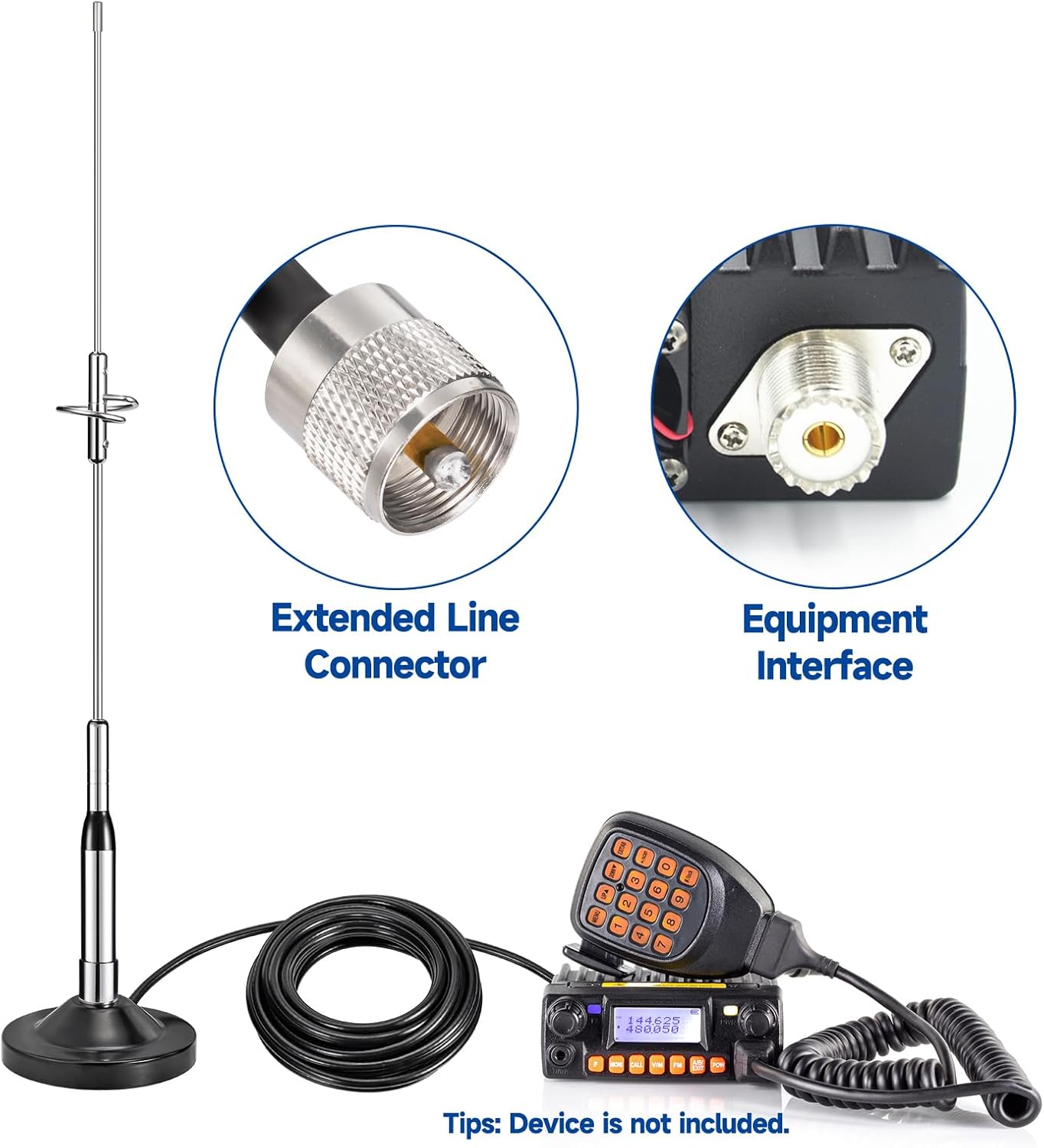 Bingfu Auto Mobile Amateurfunk Antenne Hoher Verstärkung Dual Band VHF UHF 136-174MHz 400-460MHz Amateurfunk Anti-Rost Antennen mit Magnetfuß 5m Kabel für Auto LKW Zwei-Wege-Funk Marine VHF Radio