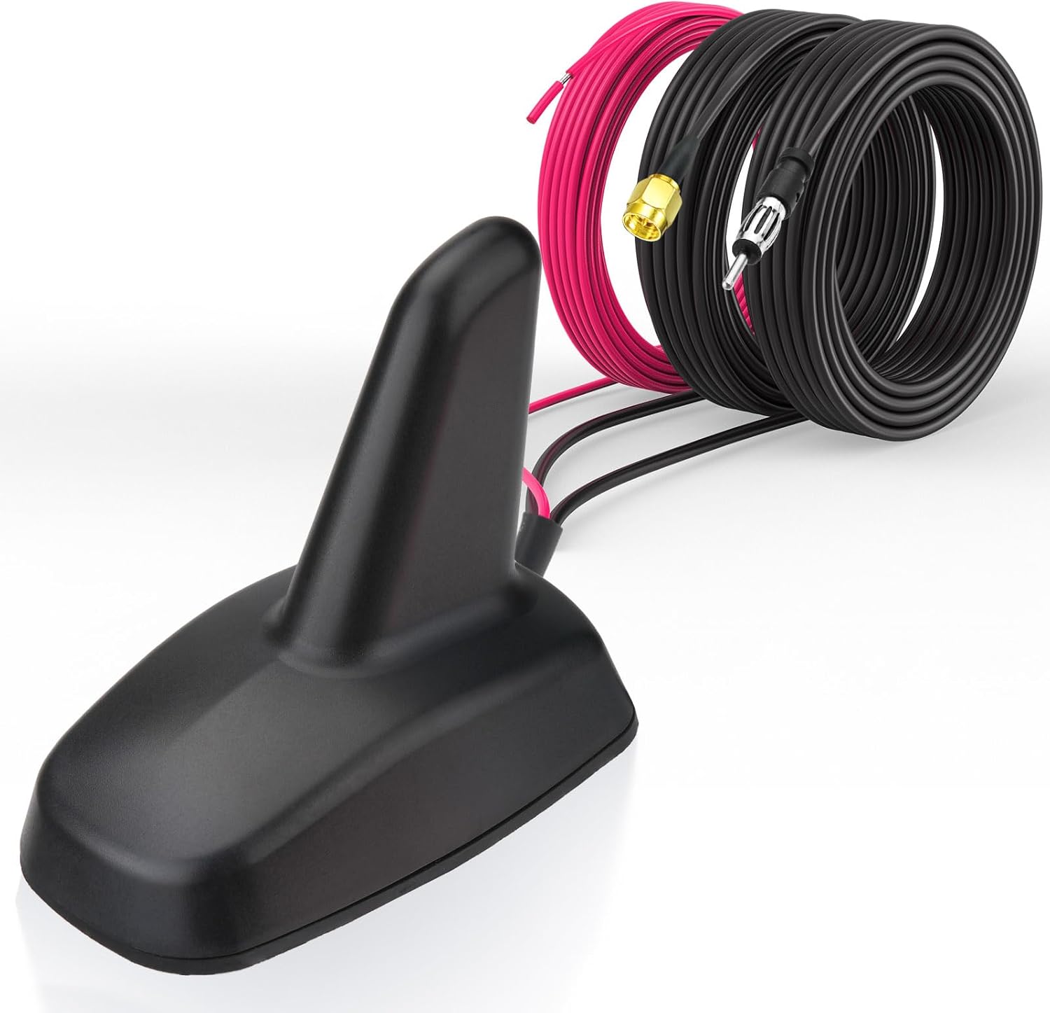 Bingfu Shark Fin Antenna FM AM Radio GPS BeiDou GNSS with 28dB LNA IP65 Waterproof 9-16V Wide Voltage for Car Truck RV Black