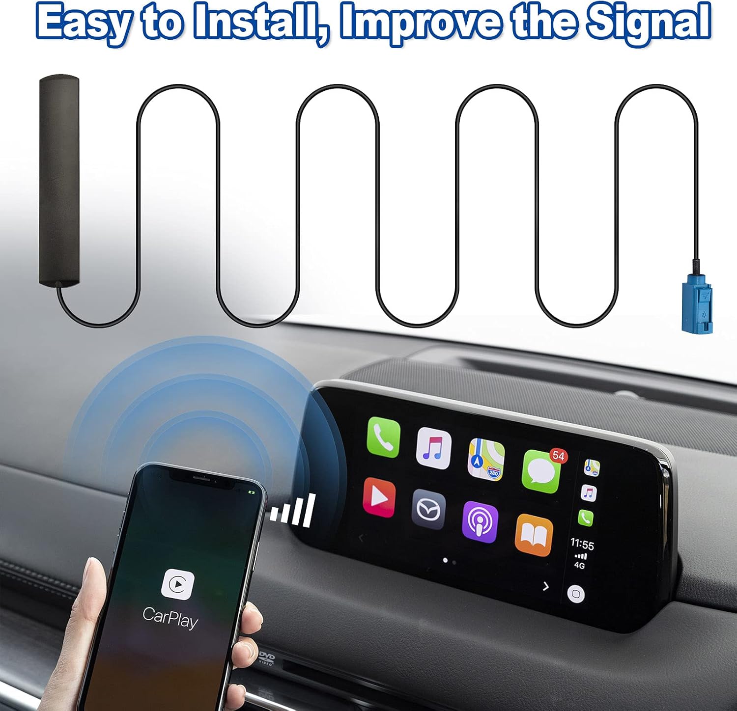Bingfu Auto WLAN Bluetooth 2.4GHz Antenne Kompatibel mit SUV Auto Stereo Carplay TCU Telematics Security Bluetooth Module Head Unit Empfänger