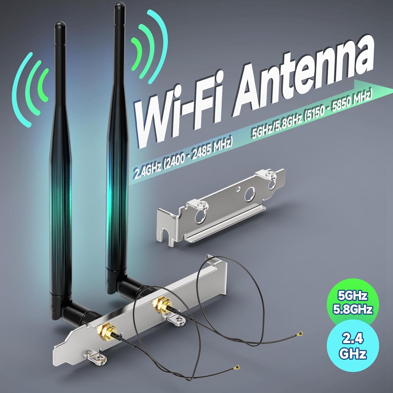 WiFi 2,4 GHz 5,8 GHz 6dBi RP-SMA-Steckerantenne + U.FL IPX IPEX MHF4 auf RP-SMA-Buchse-Verlängerungskabel + PCI-Steckplatzabdeckung für M.2 NGFF Intel Wireless-Netzwerkkarte WiFi-Adapter Laptop