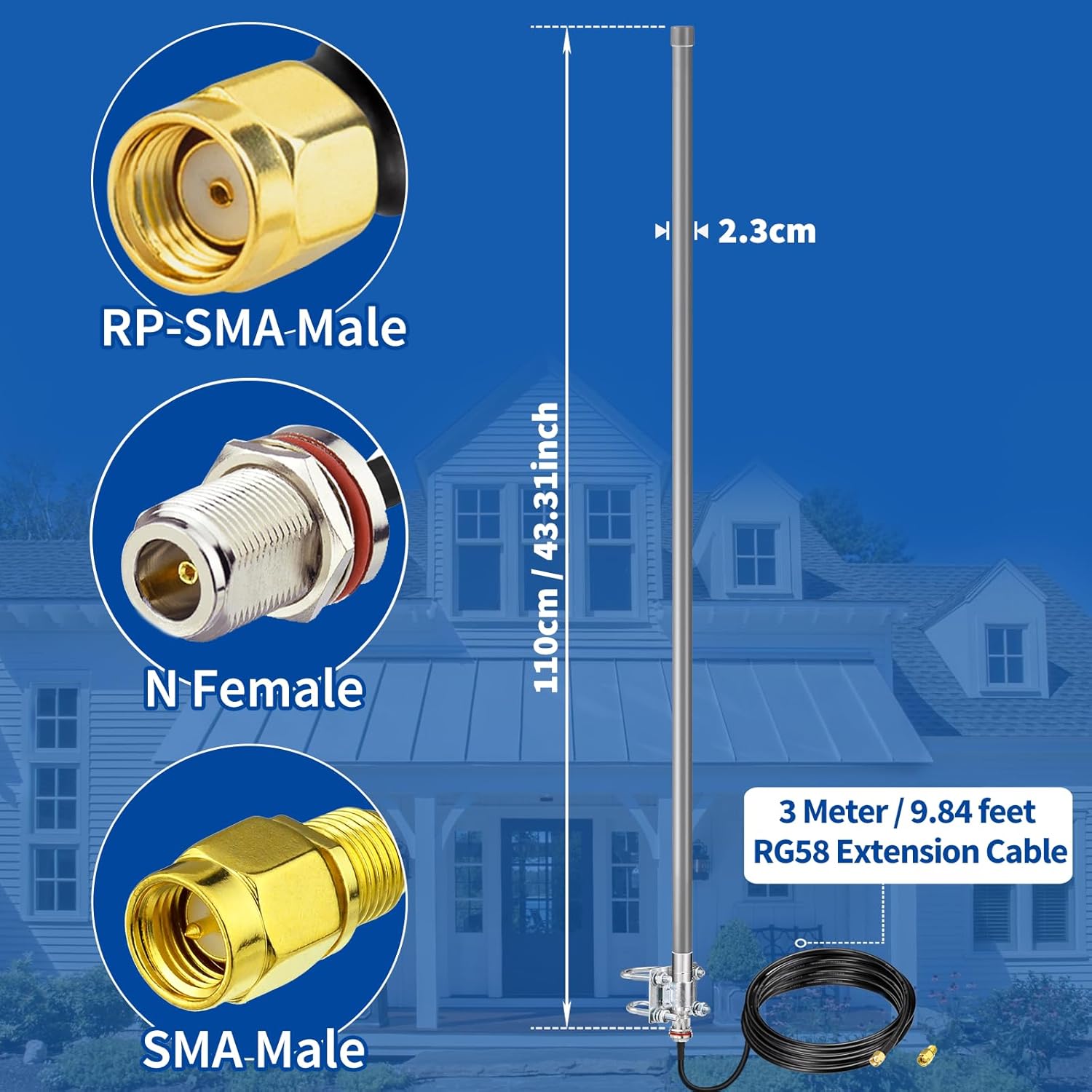 Lora Antenne 868 MHz 8 dbi Helium Antenne mit 3 Meter Kabel für MNTD RAK V2 Nebra Bobcat 300 Sensecap M1 HNT Helium Hotspot Miner SyncroBit Gateway
