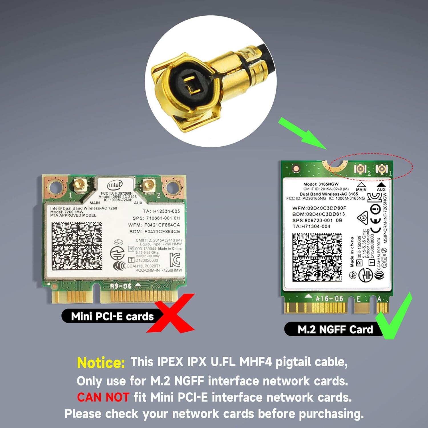 Tri-Band WiFi 2,4 GHz 5 GHz 6E Wifi6 Antenne & 25 cm U.FL IPX IPEX MHF4 auf RP-SMA Kabel mit PCI-Steckplatzhalterung für M.2 NGFF Intel Drahtlose Netzwerkkarte WiFi-Adapter