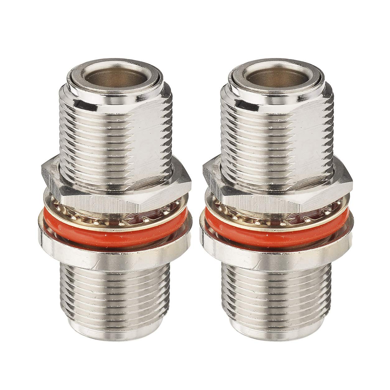 BINGFU N Buchse zu N Buchse Schottmontage 50 Ohm Kupfer Koaxialstecker Adapter (2 Stück) Kompatibel mit 4G LTE Mobilfunk Router Gateway Amateurfunk Amateurfunk