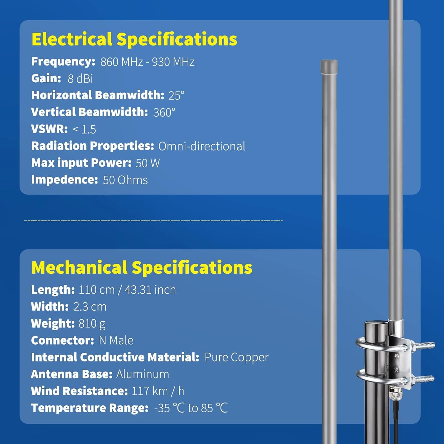 Lora Antenne 868 MHz 8 dbi Helium Antenne mit 3 Meter Kabel für MNTD RAK V2 Nebra Bobcat 300 Sensecap M1 HNT Helium Hotspot Miner SyncroBit Gateway
