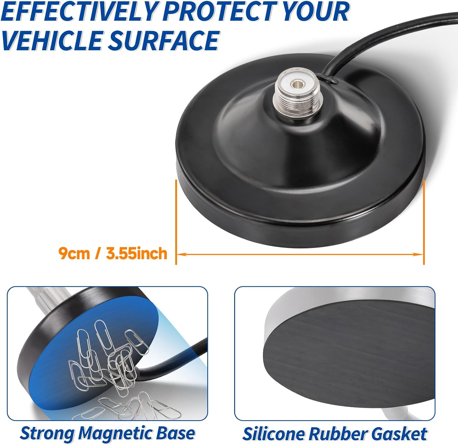 Bingfu Amateurfunk-Antenne Dual Band VHF UHF 136-174MHz 400-460MHz PL259 Stecker Amateurfunk-Antenne mit Ground Plane Kit Magnetfuß für Mobile Amateurfunk Zwei-Wege-Funk