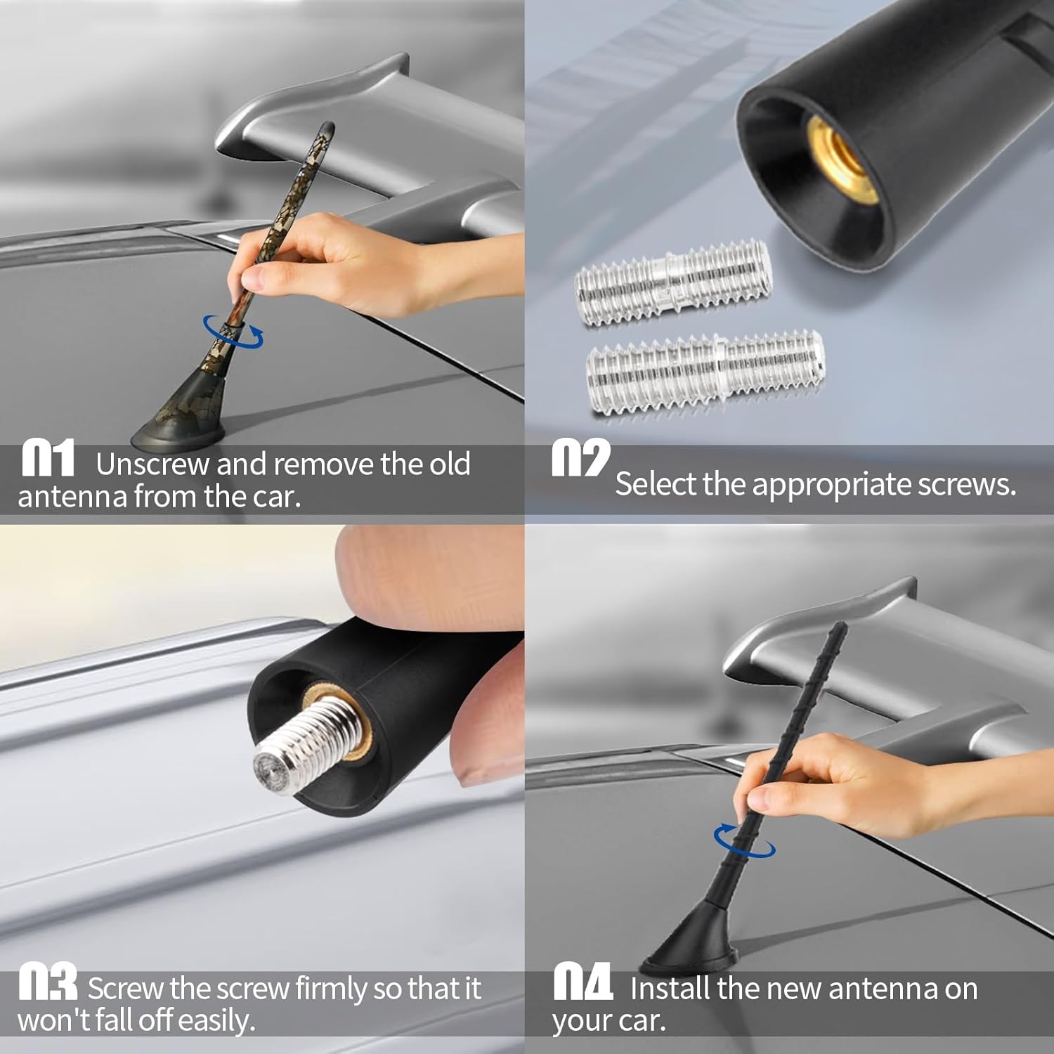 Bingfu Autoantenne Kurz 23cm Auto Dachantenne Kfz Stabantenne Ersatz für Autoradio mit Kompaktem, Stilvollem Design und Starker FM/DAB Signalstärke