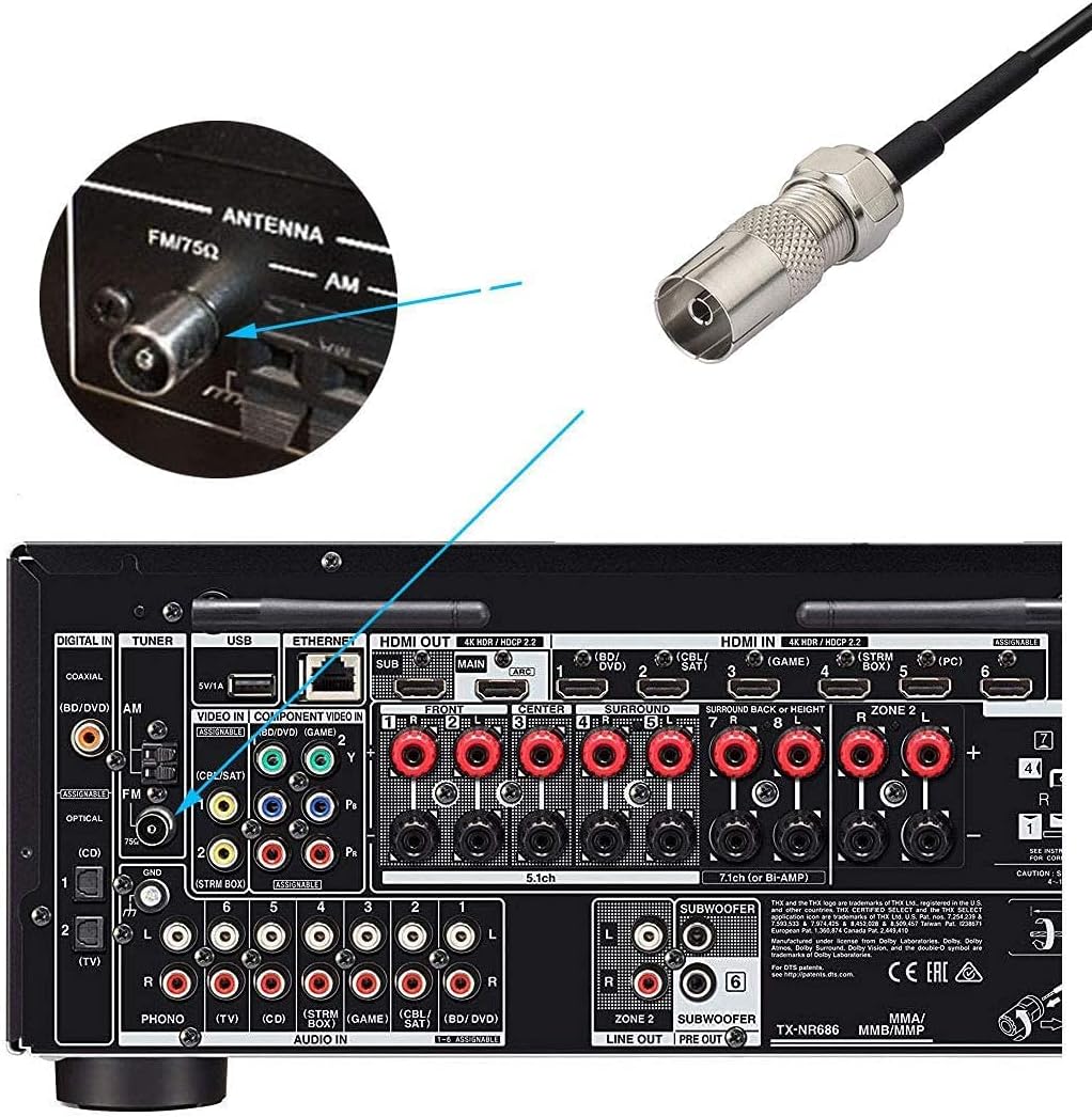 Bingfu DAB UKW FM Radio Antenne mit Magnetfuß 3M Verlängerungskabel Kompatibel mit Denon Pioneer Yamaha Marantz Sherwood Digitales Radio Bluetooth Stereoempfänger Audio Vedio Heimkinoempfänger