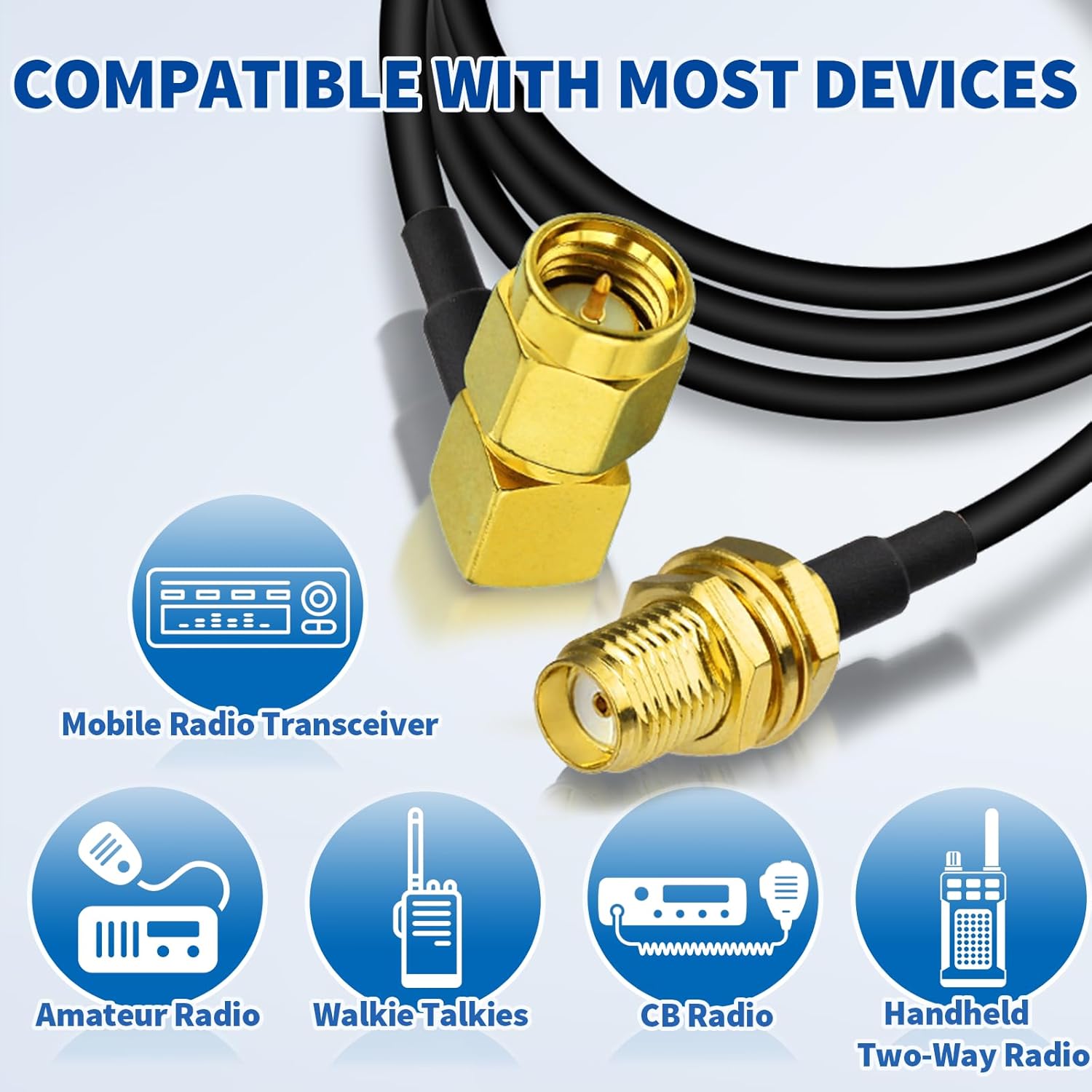 BINGFU Amateurfunk-Antennen Verlängerungskabel SMA-Stecker auf Buchse RG58 Koaxial-Überbrückungskabel 1m für Amateurfunk Kenwood BaoFeng Wouxun Icom Yaesu Vertex Standard Horizon Marine UKW-Radio