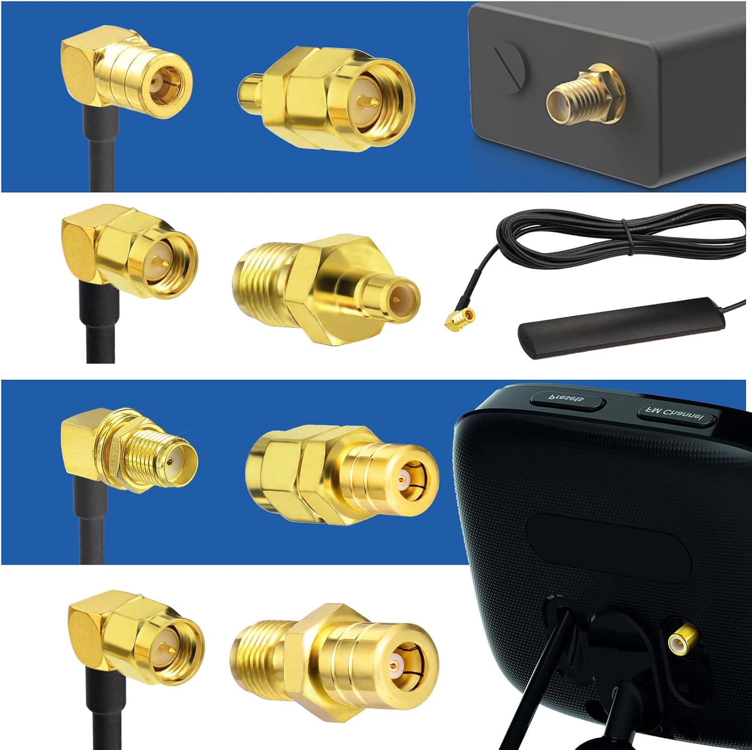 DAB Car Radio Antenna SMB Adapter to SMA Plug RF Converter 4 Kit Compatible with DAB Car Radio Stereo Head Unit Receiver Tuner