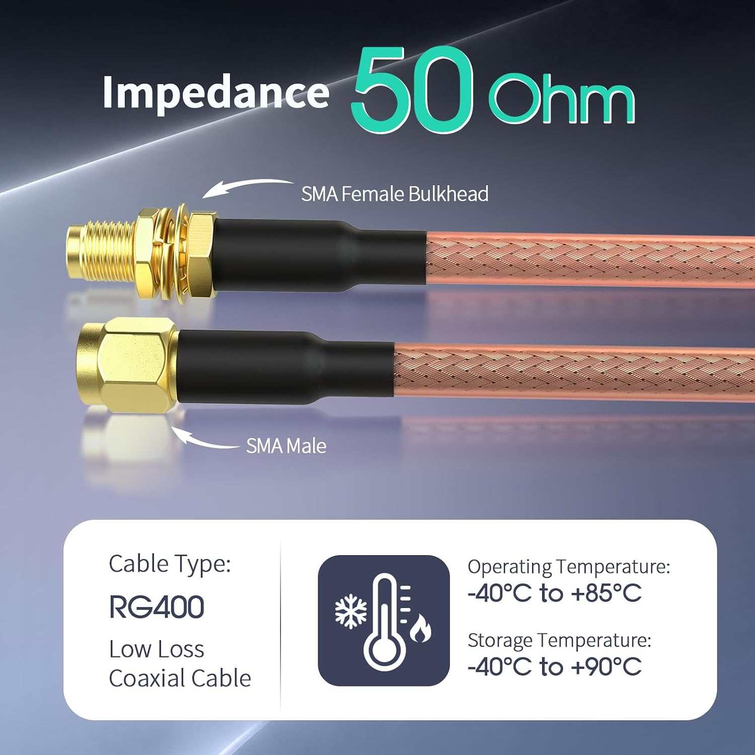 BINGFU SMA Kabel SMA Buchse auf Stecker RG400 Verlustarmes Kabel 30 cm