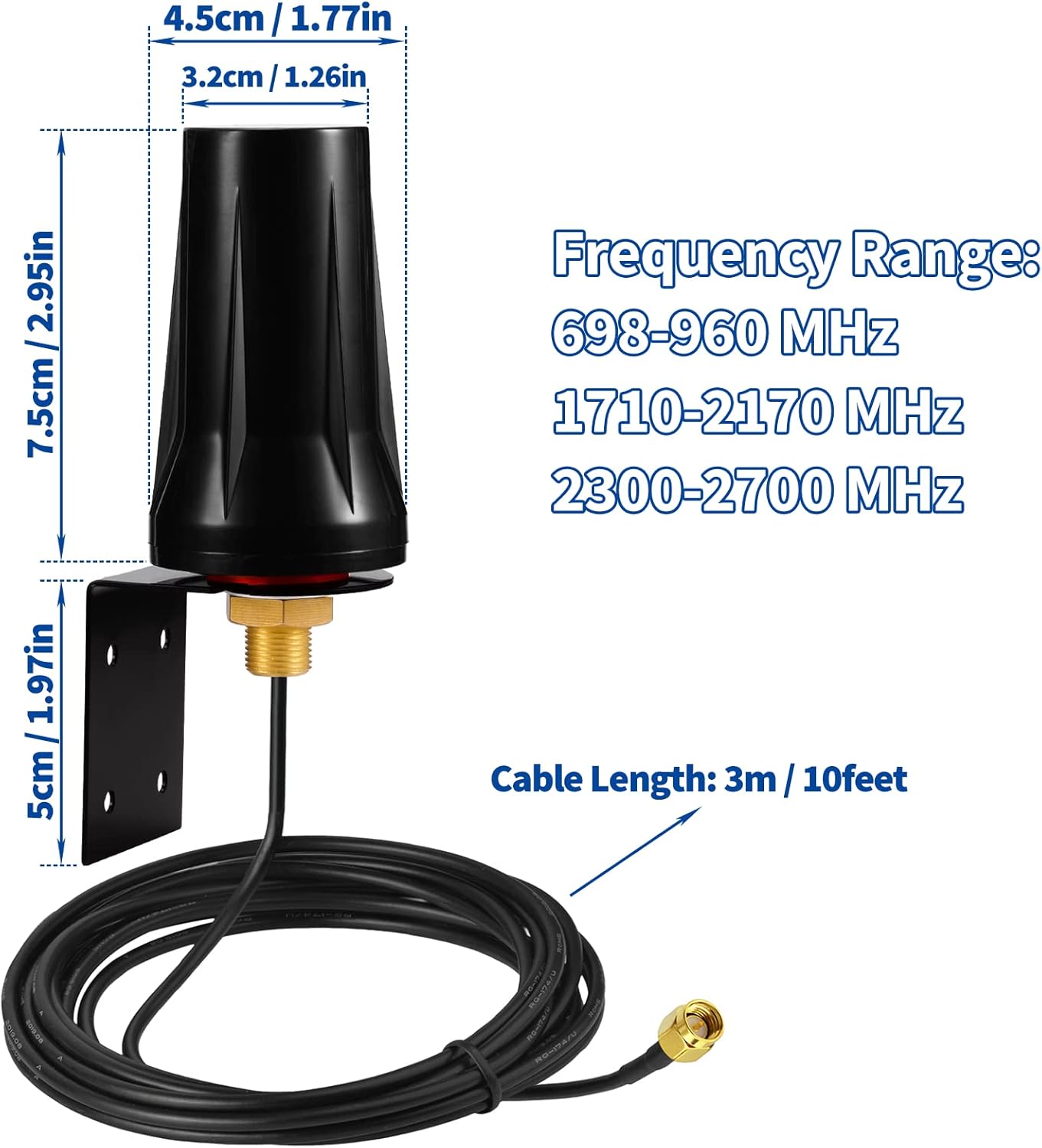 4G LTE Antenne Outdoor 5dBi SMA Stecker Antenne Außenwandmontage wasserdichte Antenne für 4G LTE Router Gateway Modem Hotspot Trail Kamera