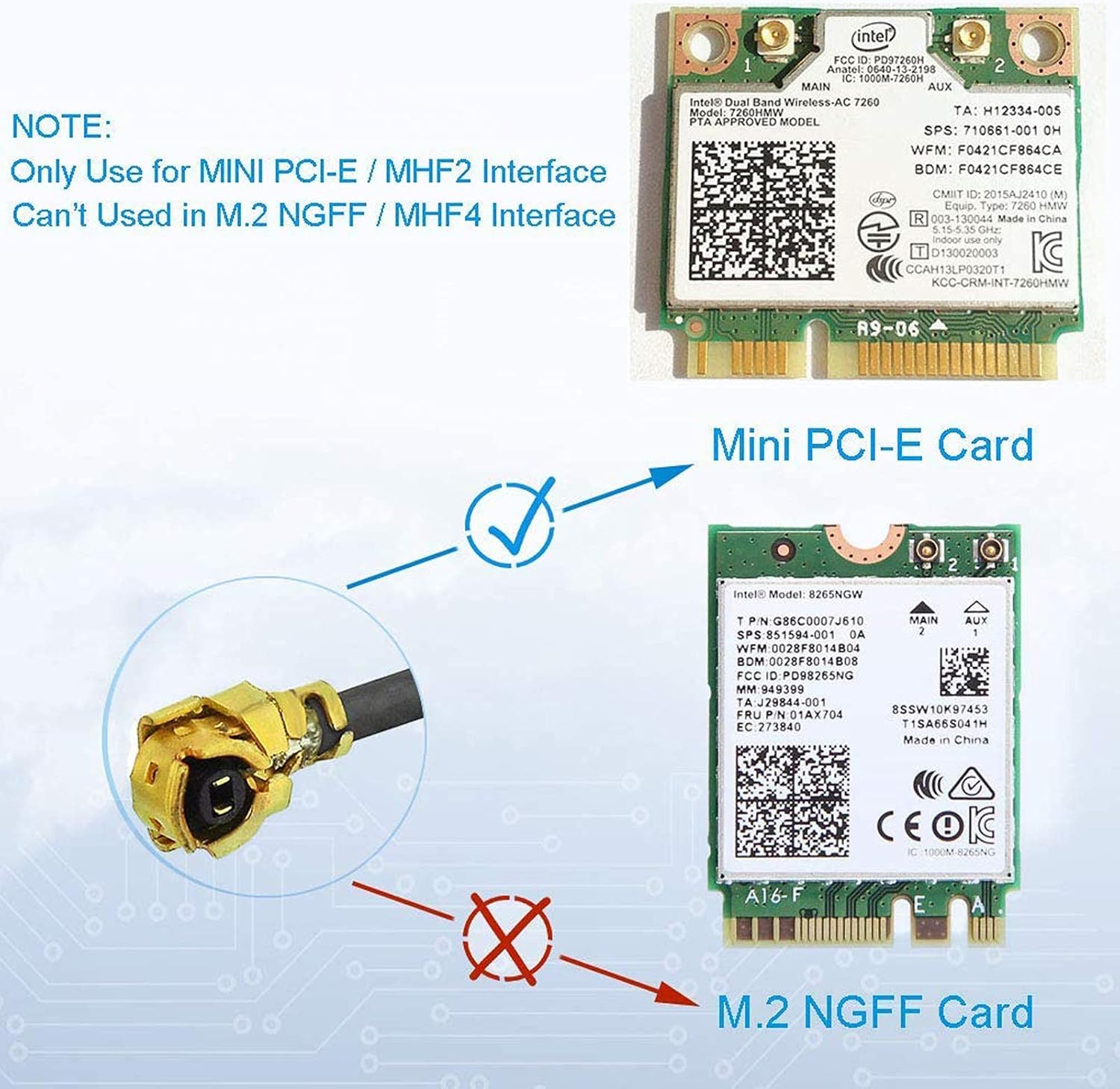 Bingfu Set of 2 WiFi Antenna, 2.4/5.8 GHz 9dBi Magnetic Base RP-SMA Connector Antenna, 15 cm IPEX IPX U.FL to RP-SMA Female Cable Compatible with Intel Fenvi Wireless Mini PCI Express PCIE Network
