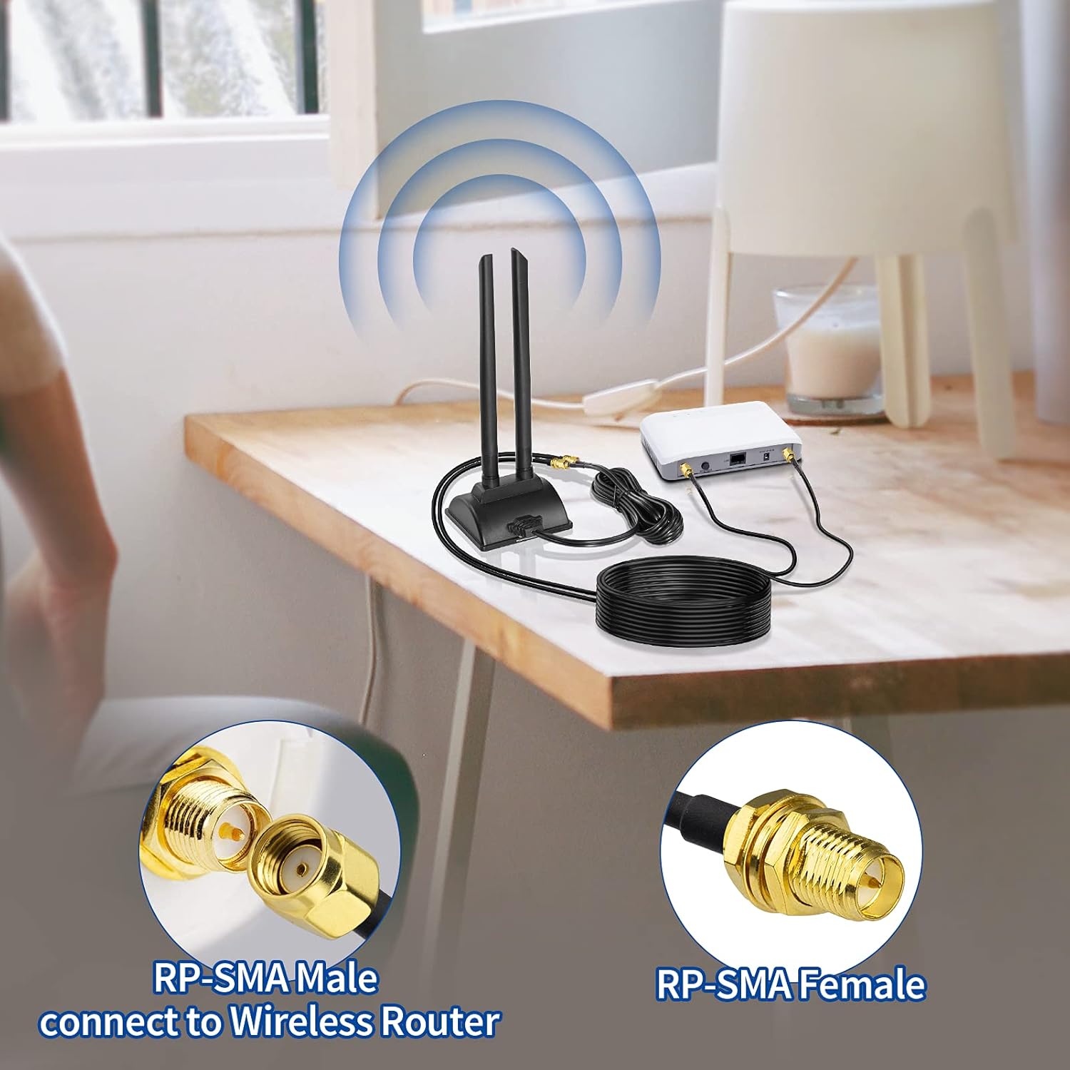 RP-SMA Stecker auf RP-SMA Buchse Kabel 3m RG174 WiFi-Antennenverlängerungs Koaxialkabel 2 Stück für Drahtlose Mini PCI Express PCIE Netzwerkkarte USB WiFi Adapter WiFi Router Booster IP Kamera