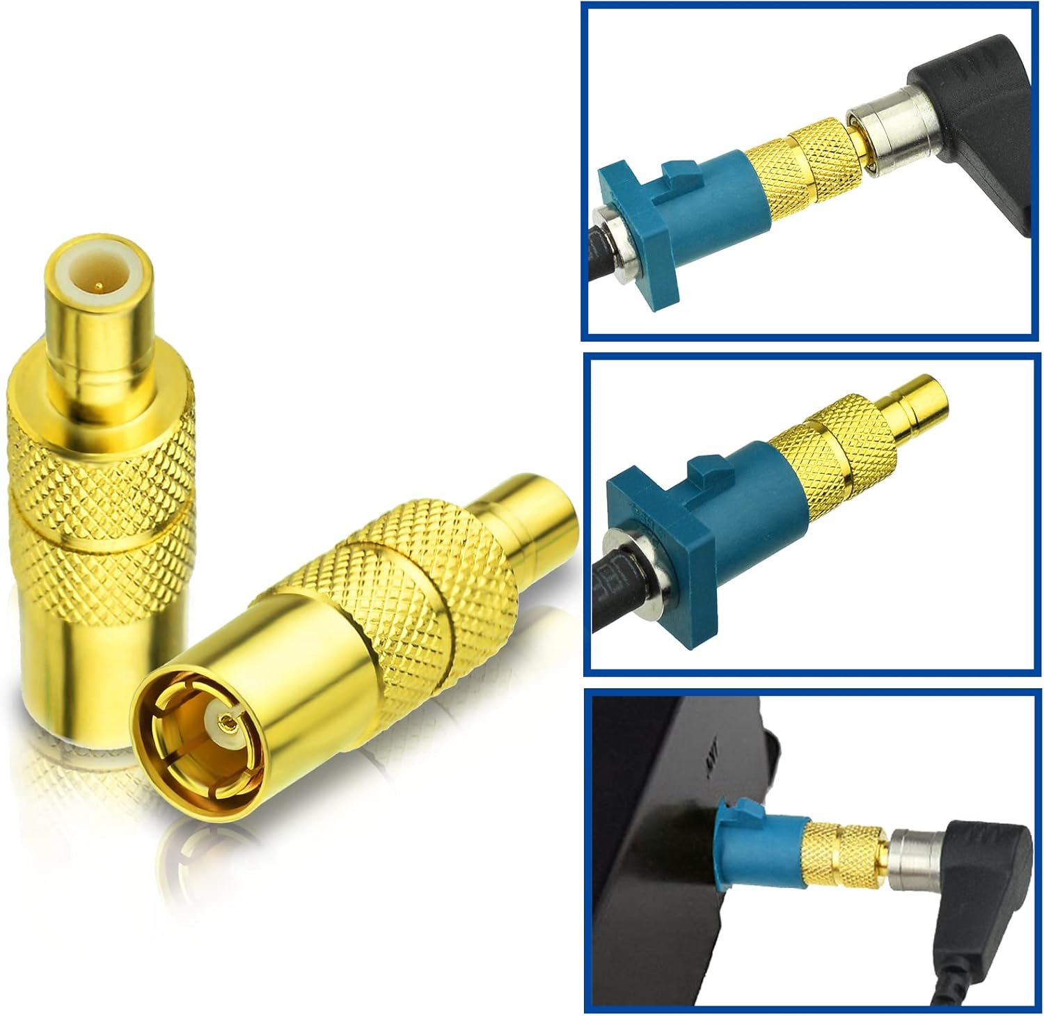 Bingfu DAB Kfz Antenne Adapter SMB Stecker auf SMB Buchse Connector 4 Kit kompatibel mit DAB Autoradio Pioneer Alpine Pure Clarion MEHRWEG