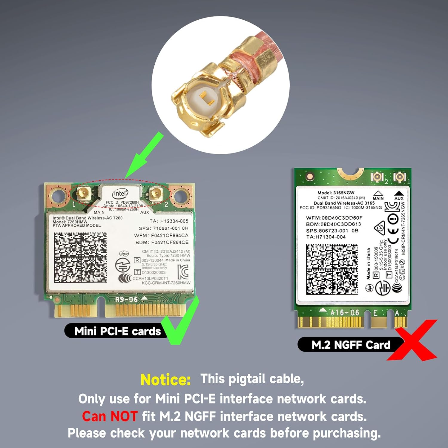 Bingfu Dual Band WiFi 2.4GHz 5.8GHz 8dBi RP-SMA Male Antenna + RG178 U.FL to RP-SMA Female Cable 2-Pack + PCI Slot Cover for WiFi Router Wireless Mini PCI Express PCIE Network Card Adapter