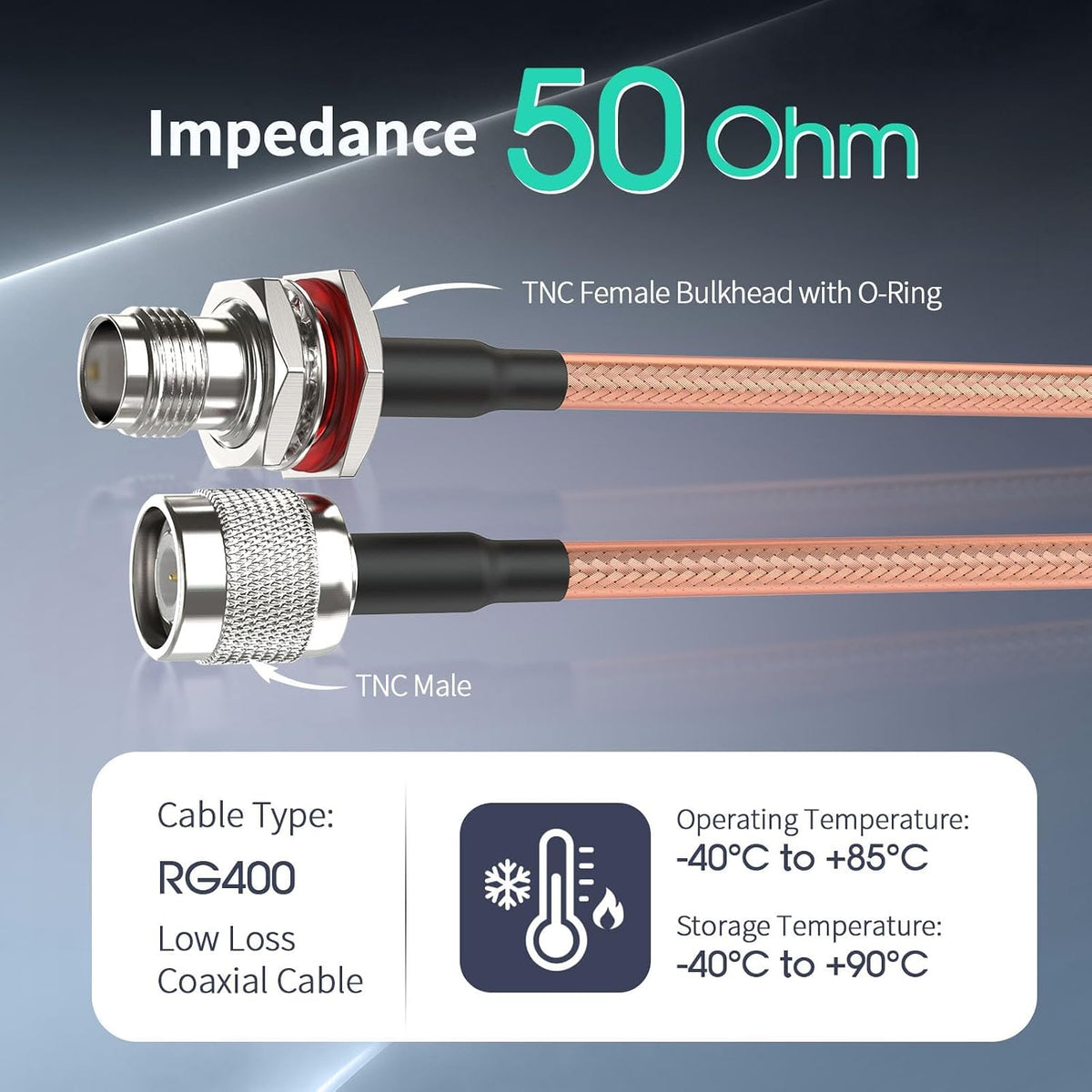 BINGFU TNC Kabel Buchse auf Stecker RG400 Verlustarmes Koaxialkabel 1 m