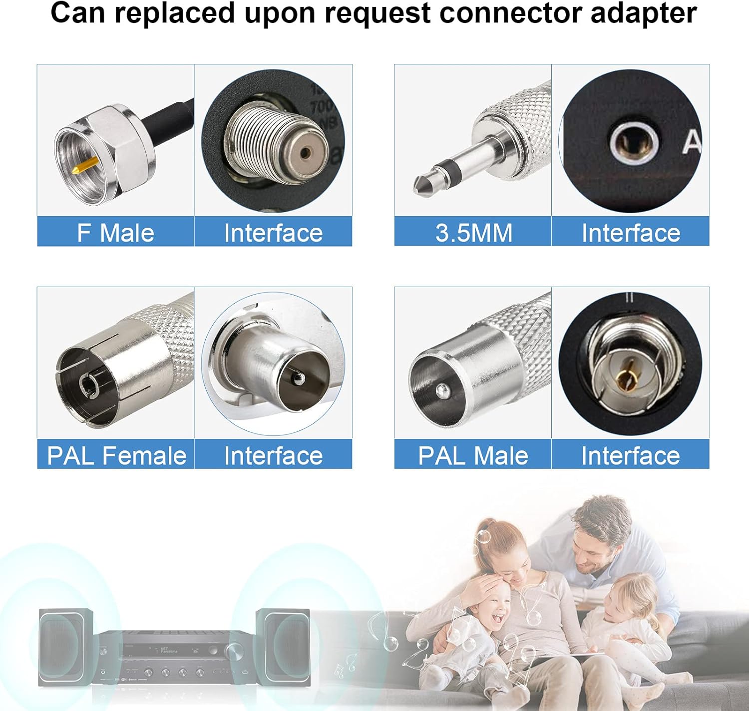 DAB UKW Radio Antenne FM Dipolantenne mit 3m Verlängerungskabel für Tragbaren Radio-Tuner Stereo-Empfänger AV-Empfänger Stereo-Verstärker HiFi-Receiver