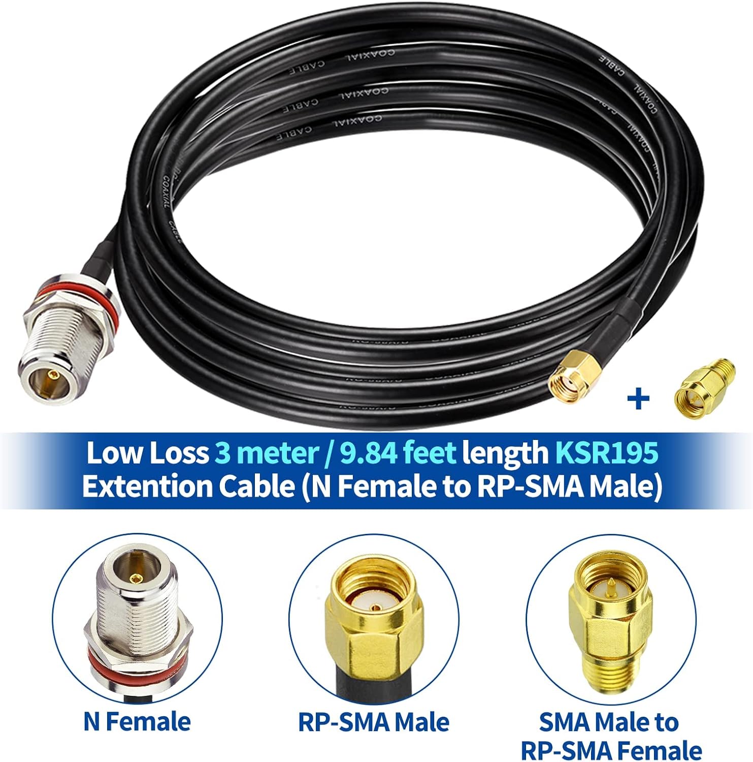 Bingfu Lora Antenne 868 MHz 6 dBi Fiberglas Lorawan Antenne mit 3 Meter Verlängerungskabel für RAK Nebra Bobcat HNT Helium Hotspot Miner SyncroBit LoraWan Gateway Lora Modul Repeater