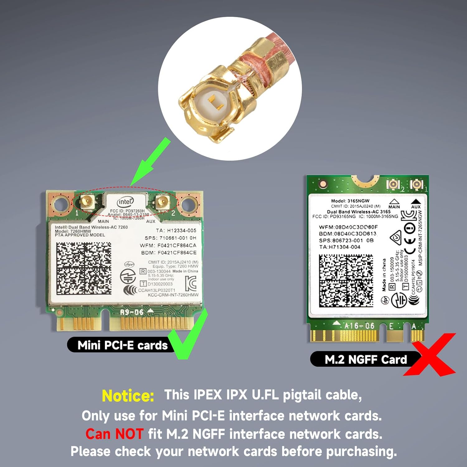 Bingfu WLAN-Antenne 2,4 GHz, 5,8 GHz, 3 dBi RP-SMA-Antenne + U.FL IPX IPEX auf RP-SMA-Kabel + PCI-Rücksteckplatzabdeckung für WLAN-Router, Drahtloser Mini-PCI-Express PCIE-Netzwerkkartenadapter