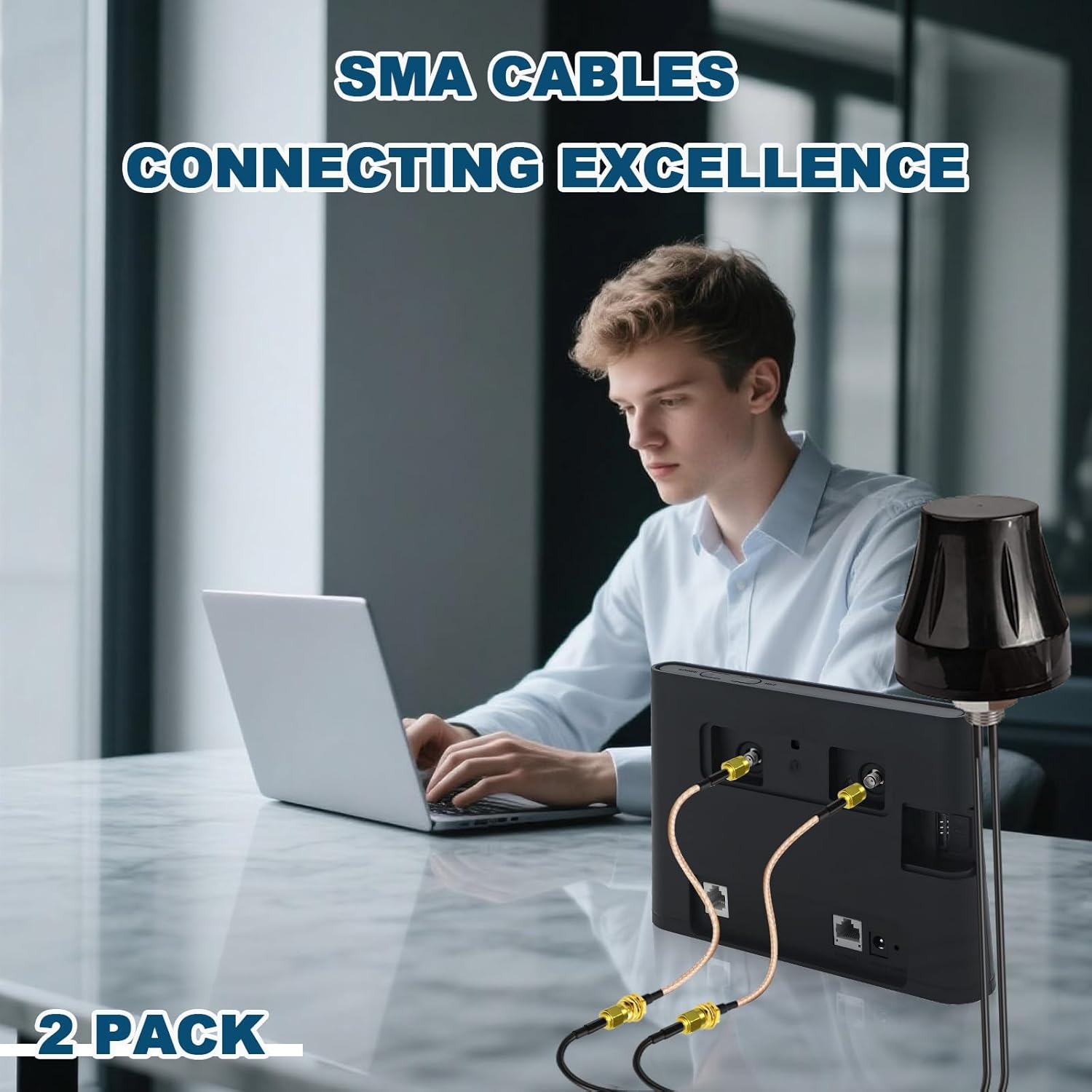 BINGFU SMA Female to SMA Male RG316 Antenna Extension Cable 15 cm Pack of 2 Compatible with 4G LTE Router Gateway Cellular SDR USB Dongle Receiver