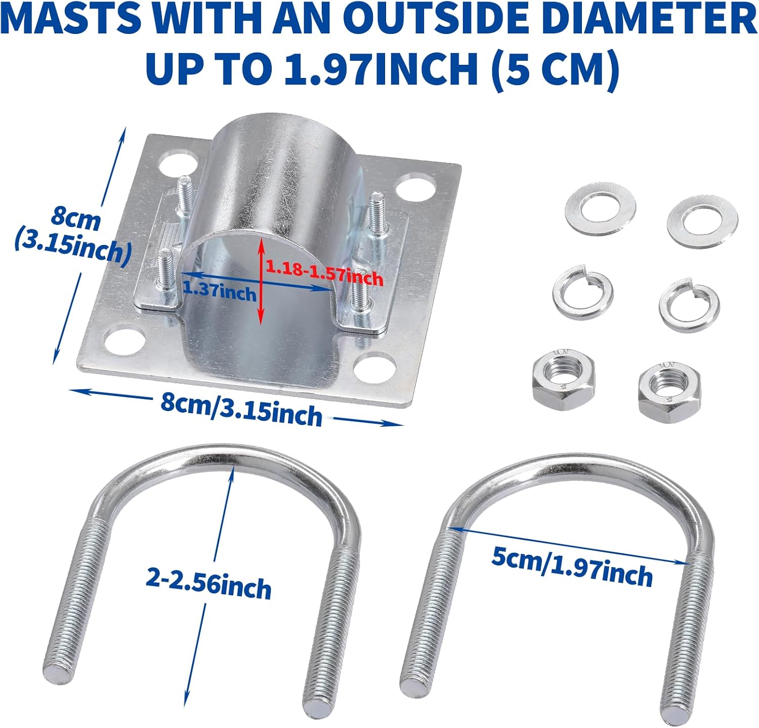 Bingfu Rohradapter für Starlink Antenne - Robustes U-Bolzen-Klammerkit für Outdoor-TV-Satellitenschüssel, Lora, WiFi-Antennenmast, Universelles Montage-Set