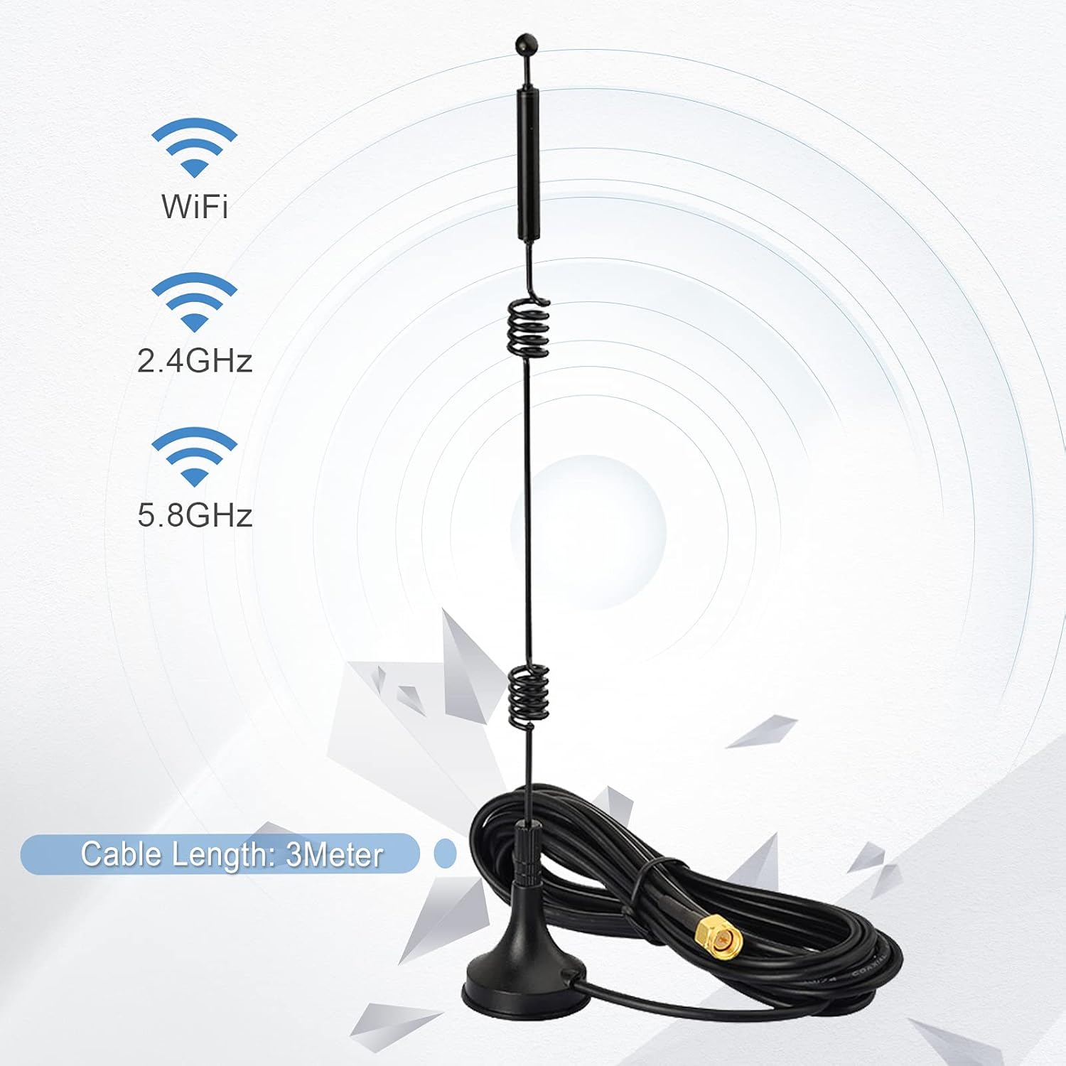 Bingfu Dual Band WiFi 2,4 GHz 5 GHz 5,8 GHz 9 dBi Magnetfuß SMA Stecker Antenne für Drahtlose Vedio Überwachungskamera Überwachungsrekorder Fahrzeug LKW Anhänger Rückfahrkamera Rückfahrmonitor