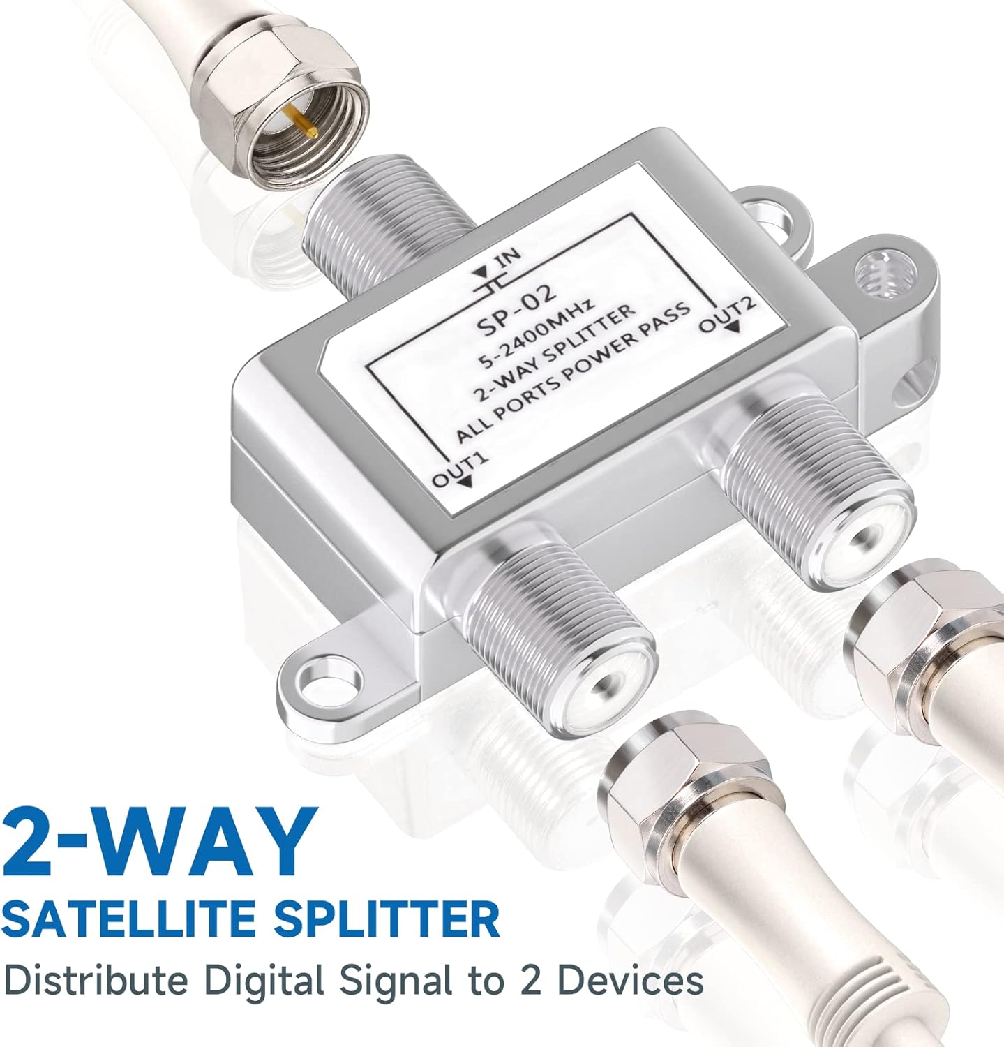 Bingfu Satelliten-Splitter 2-Wege SAT BK-Schalter mit F-Anschluss für Satelliten-TV, UKW, DAB-Radio und Kabelsysteme