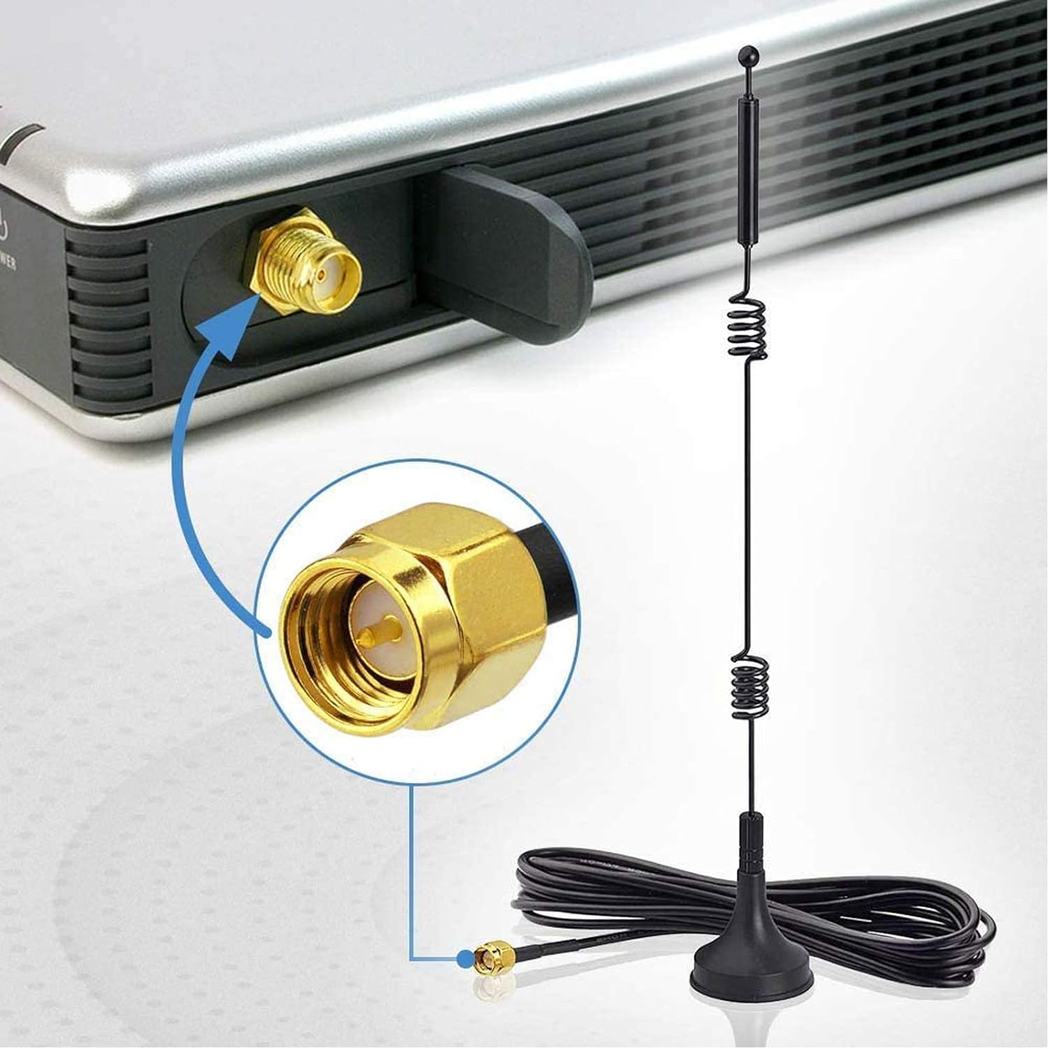 Bingfu Dual Band WiFi 2,4 GHz 5 GHz 5,8 GHz 9 dBi Magnetfuß SMA-Stecker Antenne (2 Stück) für Drahtlose Vedio-Überwachungskamera Überwachungsrekorder LKW-Anhänger Rückfahrkamera Rückfahrmonitor