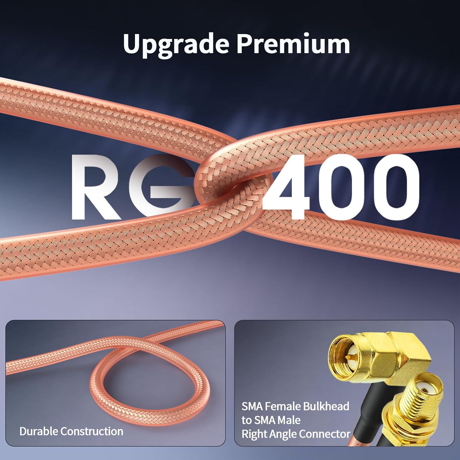 BINGFU SMA Buchse Einbaubuchse auf SMA Stecker Winkel RG400 Kabel 30cm