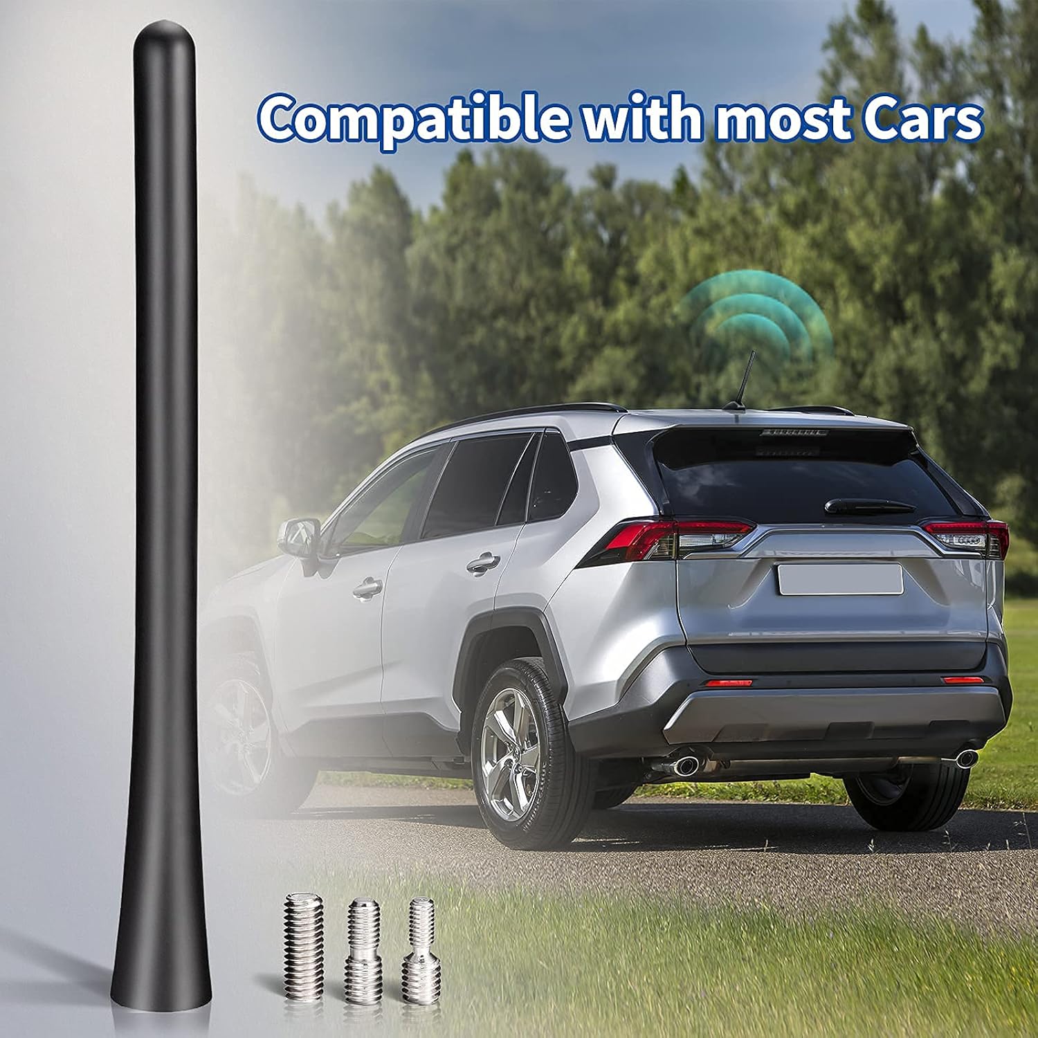 Bingfu Universal Car Roof Mount Antenna Mast 6.3 inch Vehicle Car Radio Antenna Replacement Vehicle FM AM Stereo Roof Mount Antennas