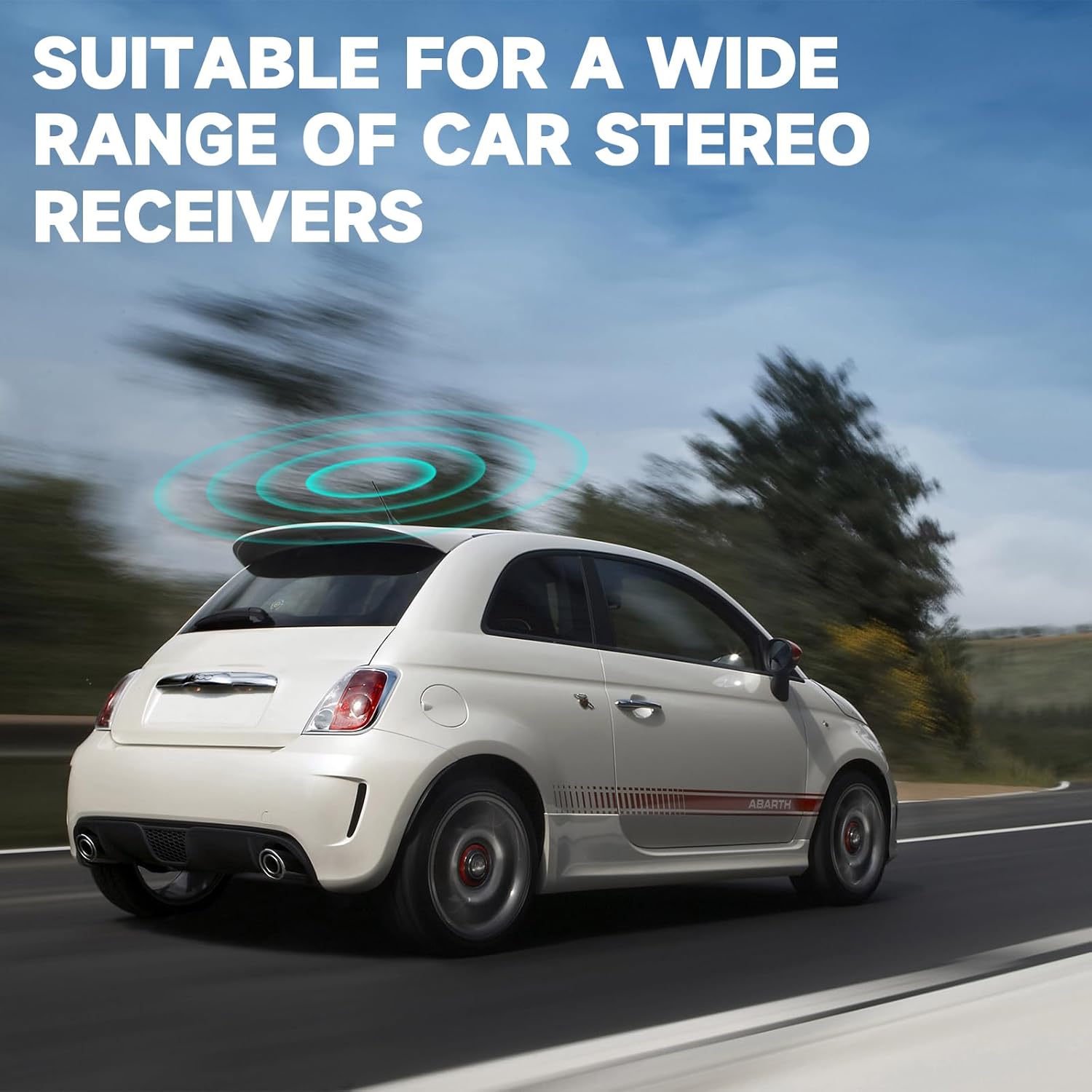 Auto-Radioantenne, 24cm universelle Dachmontage FM/AM Antenne mit Montagefuß, 5m Kabel, DIN-Stecker für Auto, LKW, SUV Stereo-Head-Unit-Empfänger