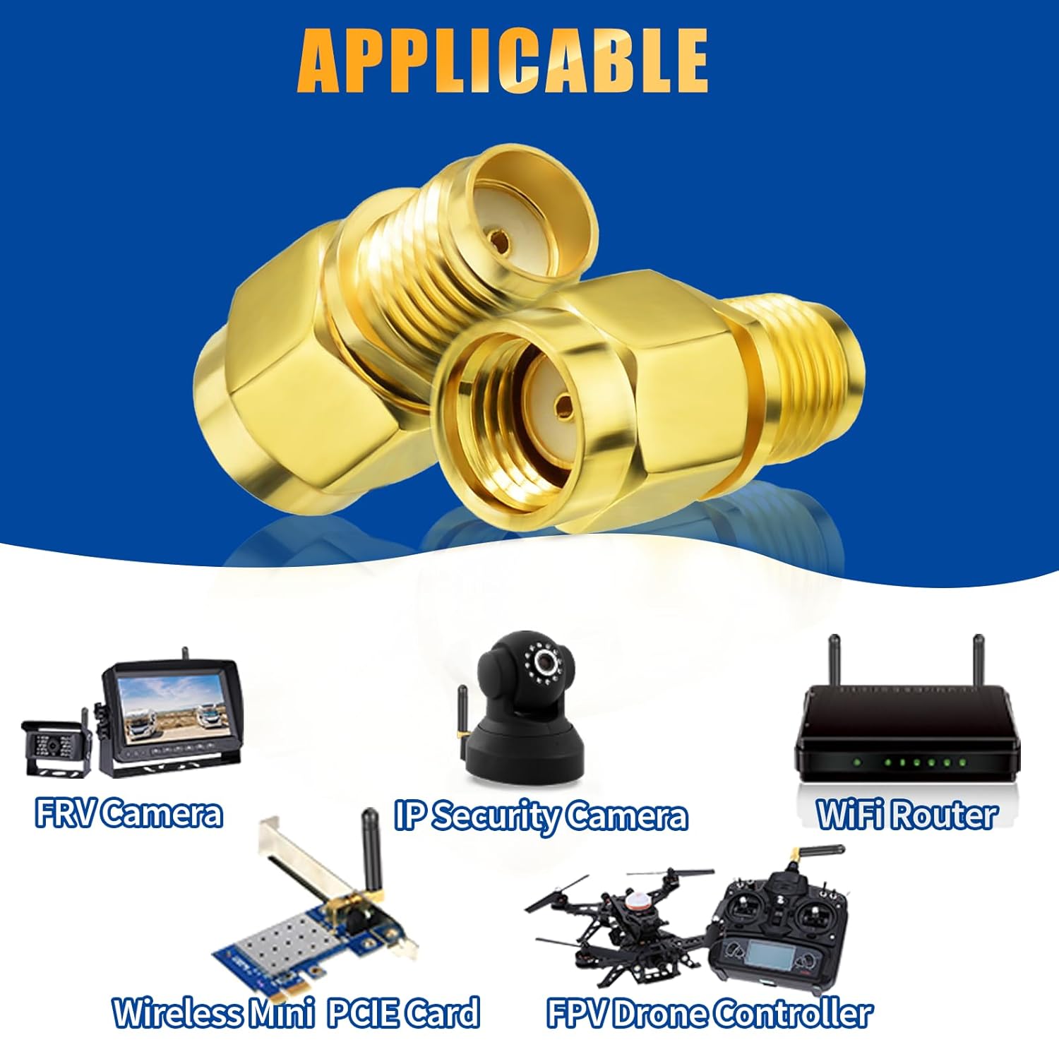 Bingfu RP-SMA-Stecker auf SMA-Buchse, Antennenanschluss-Adapter (2-Stück) für WLAN-Router, PCIE-Netzwerkkarten-Adapter, FPV-Drohnen-Controller, Sicherheitskamera, 4G LTE Mobilfunk Wildkamera