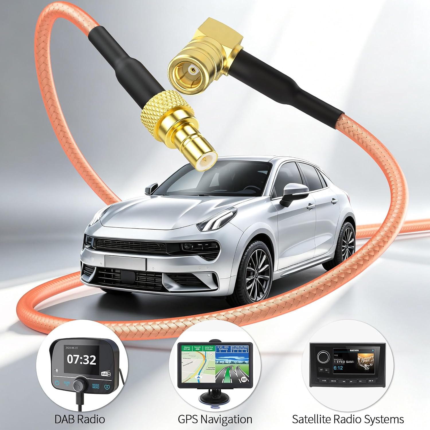 Bingfu DAB SMB Kabel 5 m Winkelstecker auf SMB-Buchse Autoradio Kabel