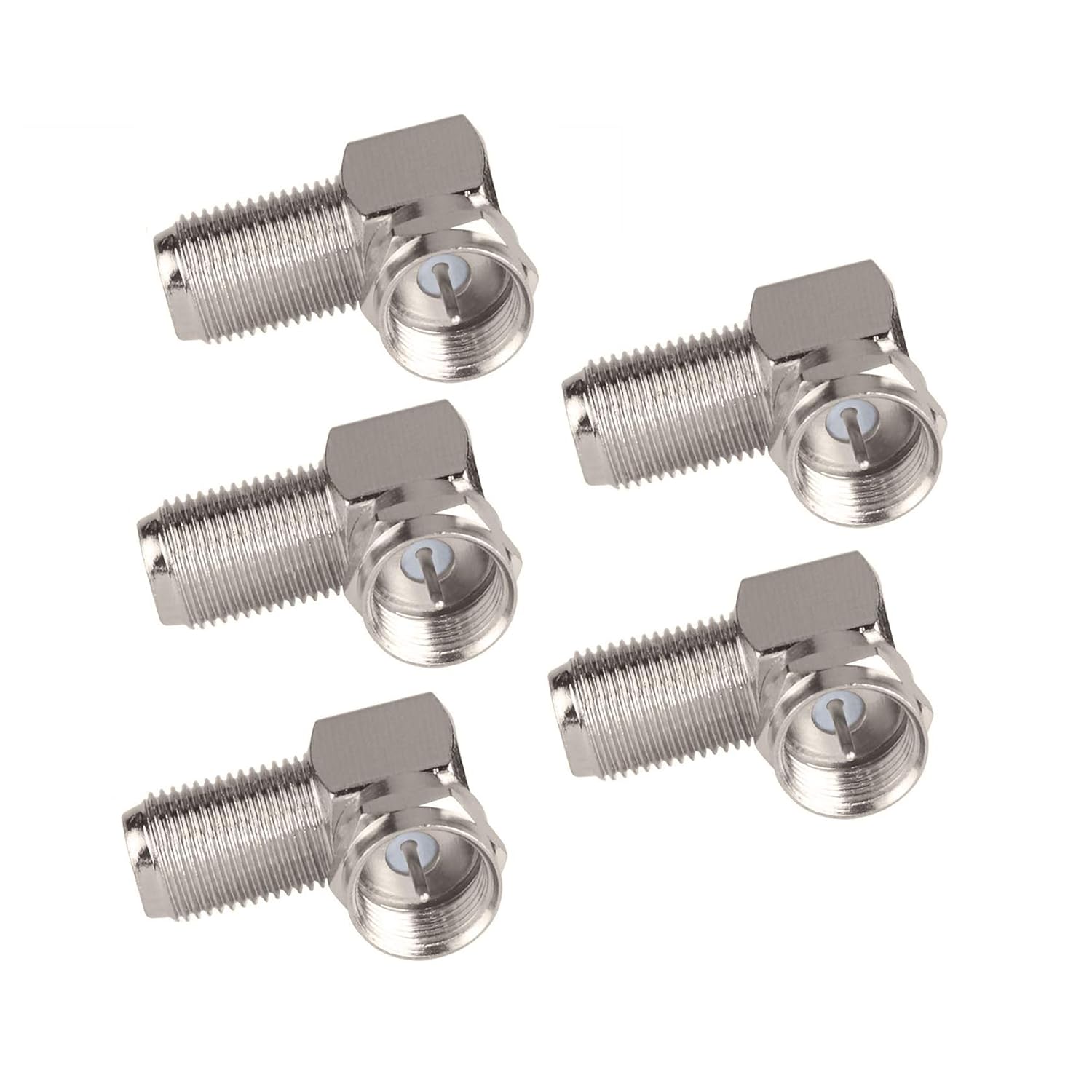 BINGFU F Type Male to Female Right Angle RG6 Coaxial Cable Connector Adapter (5-Pack) for Television TV Antenna CATV Digital Vedio Audio Coax Extension Cable