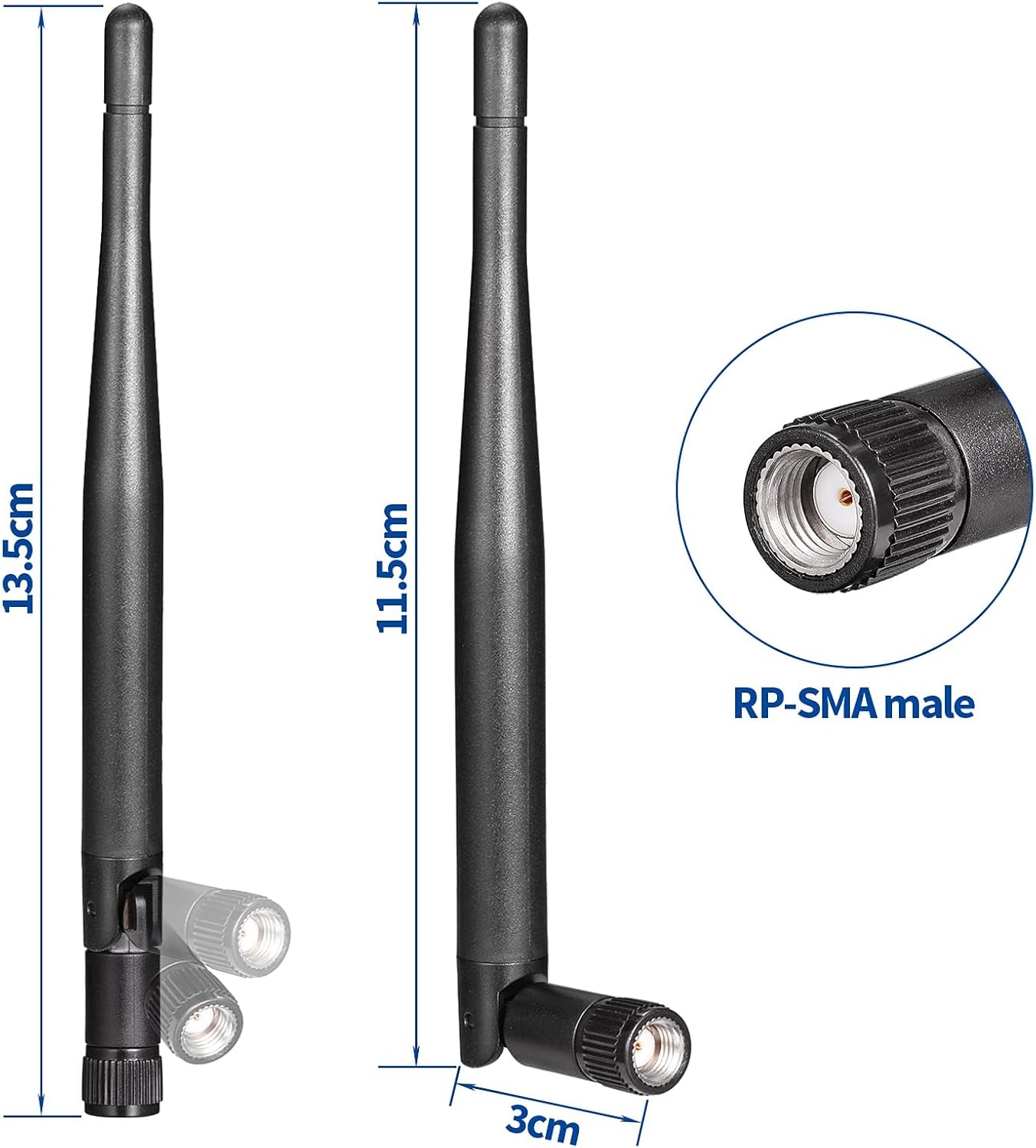 Click to see full view Bingfu Wifi Antenna 2.4GHz 5GHz 5.8GHz 3dBi RP-SMA Antenna Replacement (4pcs) for WiFi Router Wireless Network Card USB Adapter Security IP Camera Video Surveillance Monitor