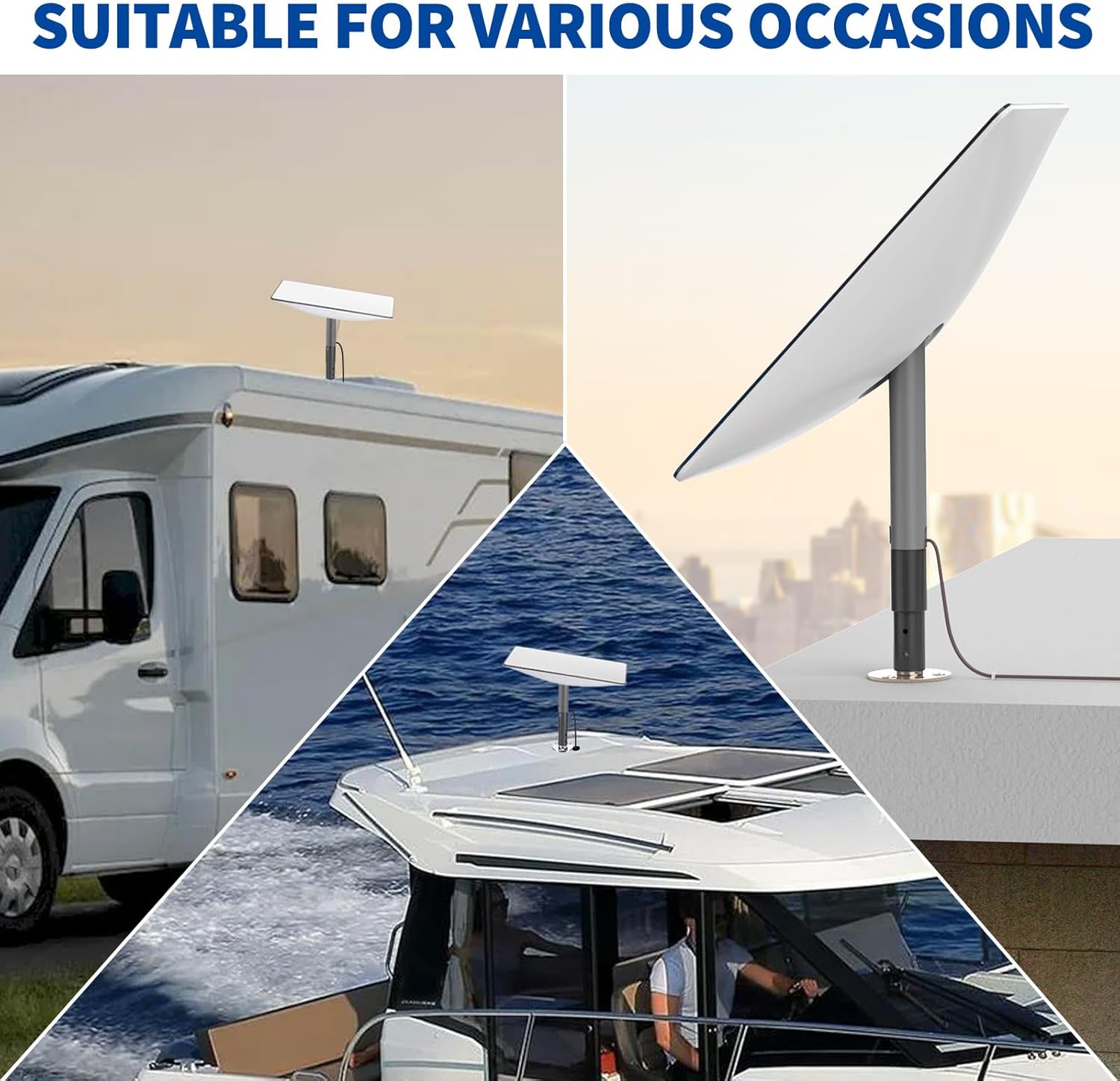 Antennen-Montagesatz für Starlink Satellitenschüssel Dishy V2 Standard Actuated Antenne - Solider Rohradapter & Edelstahl-Antennenbasis-Kit - für Marine-, Boots- und Automobilanwendungen