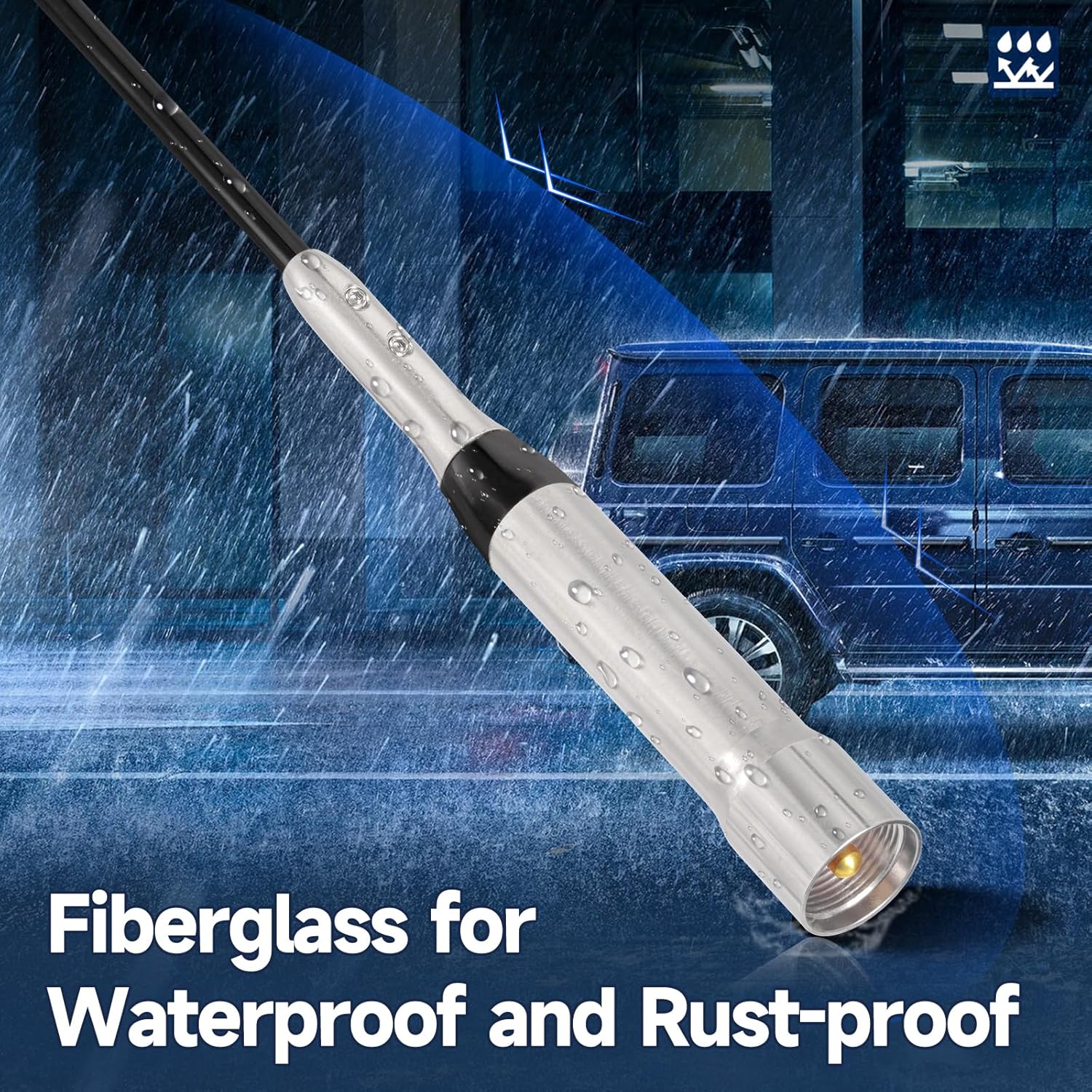 Bingfu High Gain Mobile Ham Radio Fiberglass Antenna Car Truck Amateur Two Way Radio Dual Band VHF UHF 136-174 MHz 400-470MHz Anti-Rust Antennas