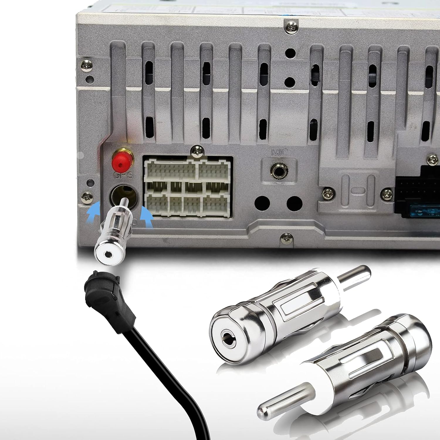 BINGFU Autoradio-Antennenadapter ISO Buchse auf DIN Stecker, 2 Stück Kompatibel mit Fahrzeug Autoradio Radio Head Unit Stereoempfänger