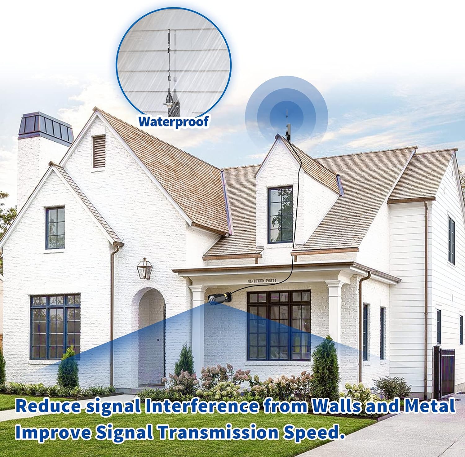 Bingfu WLAN Antenne Outdoor 2,4 GHz 5,8 GHz Wandhalterung MIMO RP-SMA & SMA Stecker Antenne Ersatz für Drahtlose Sicherheits-IP-Kamera WiFi Router Videoüberwachungsmonitor USB WiFi Adapter