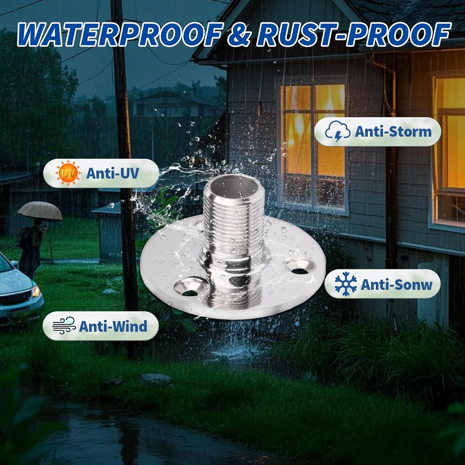 Bingfu VHF Marine GPS Antenna Base Mount Kit 316 Stainless Steel Fixed Mount Bracket for Boat Automotive