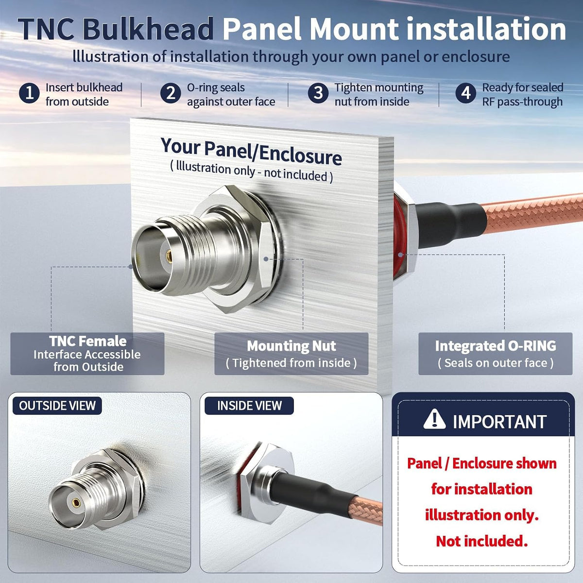 BINGFU TNC Kabel Buchse auf Stecker RG400 Verlustarmes Koaxialkabel 1 m